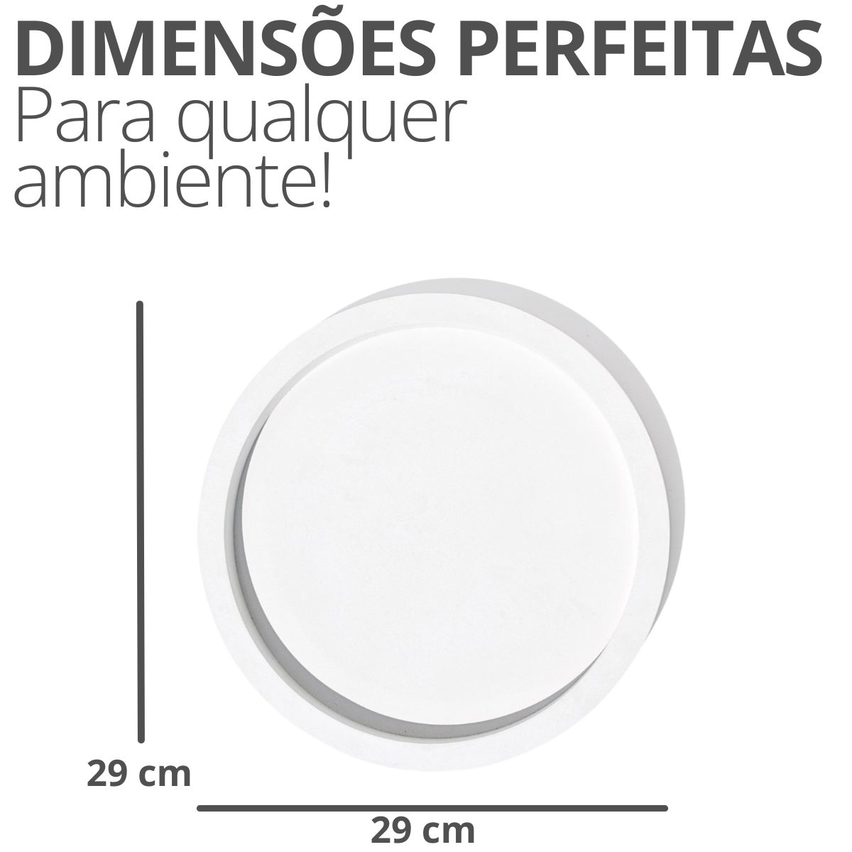 Bandeja Decorativa Redonda 29cm em Cimento Artesanal - Branco