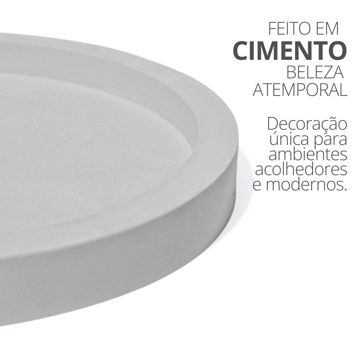 Bandeja Decorativa Redonda 29cm em Cimento Artesanal - Branco