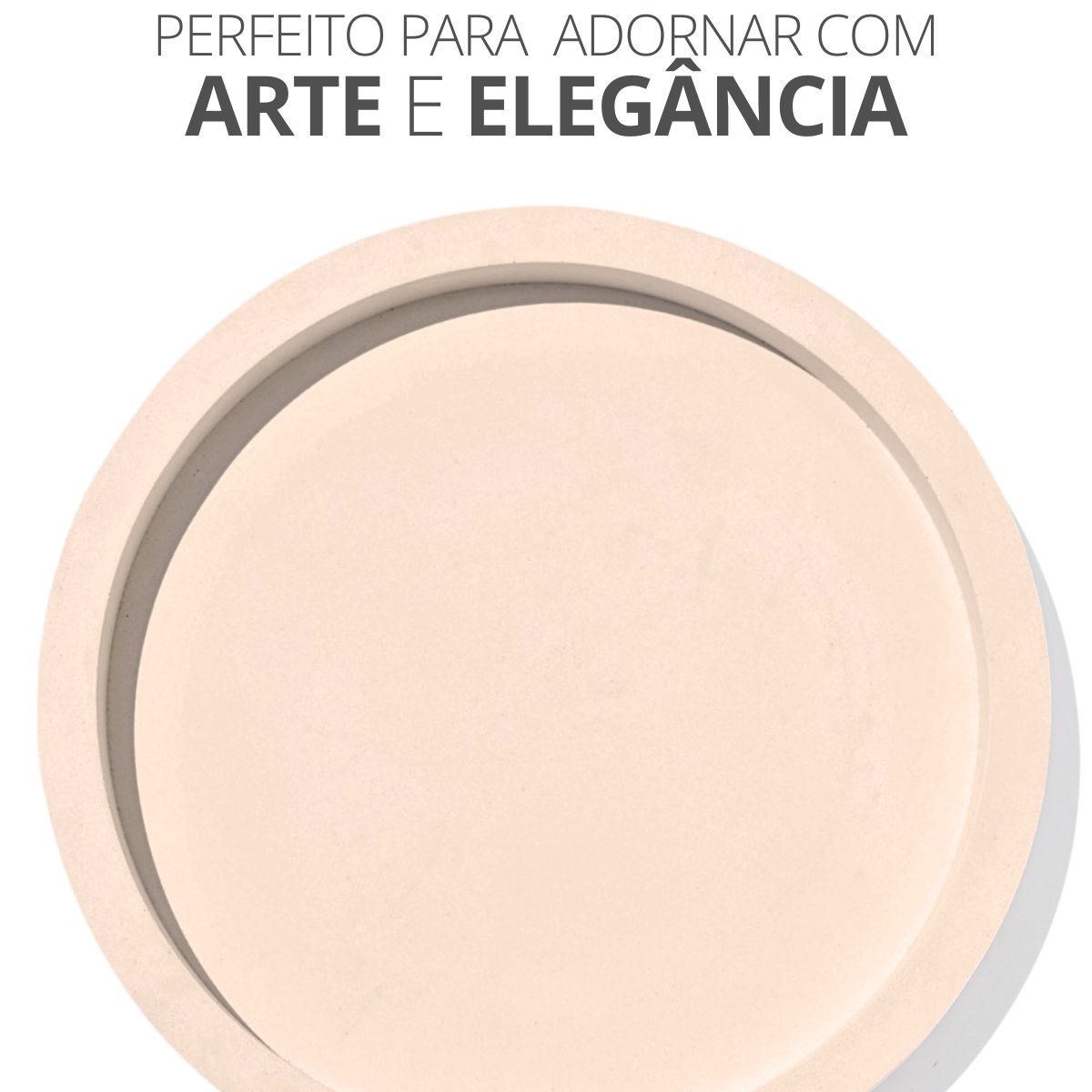 Bandeja Decorativa Redonda 29cm em Cimento Artesanal - Branco
