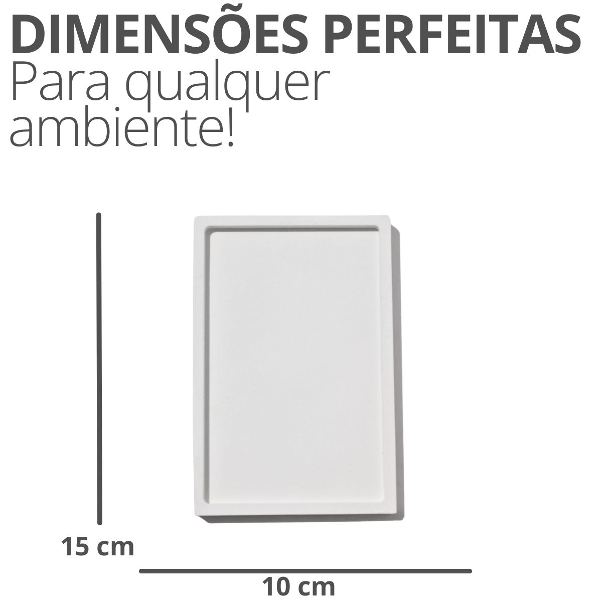 Bandeja Decorativa Retangular 15cm em Cimento Artesanal - Cinza