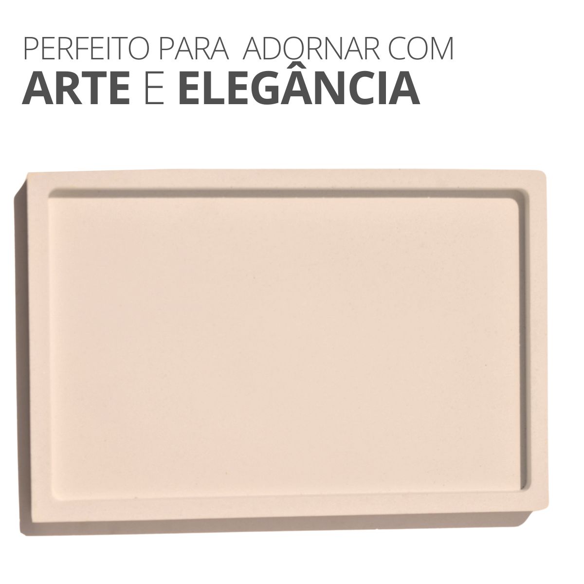 Bandeja Decorativa Retangular 17,5cm em Cimento Artesanal - Amarelo