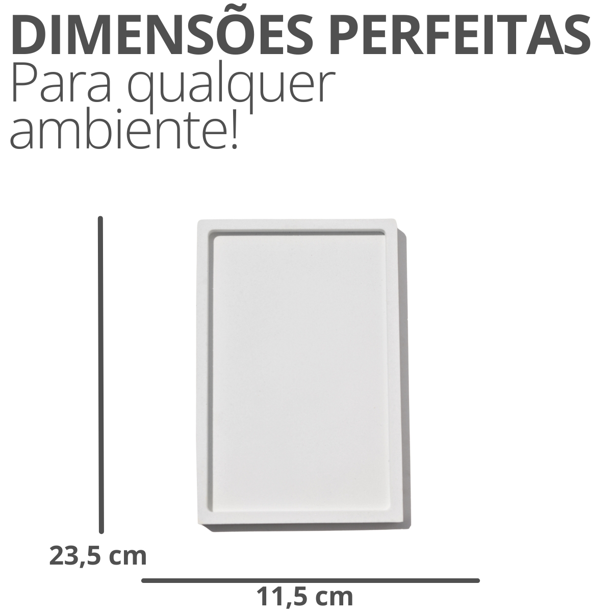 Bandeja Decorativa Retangular 23,5cm em Cimento Artesanal - Cinza