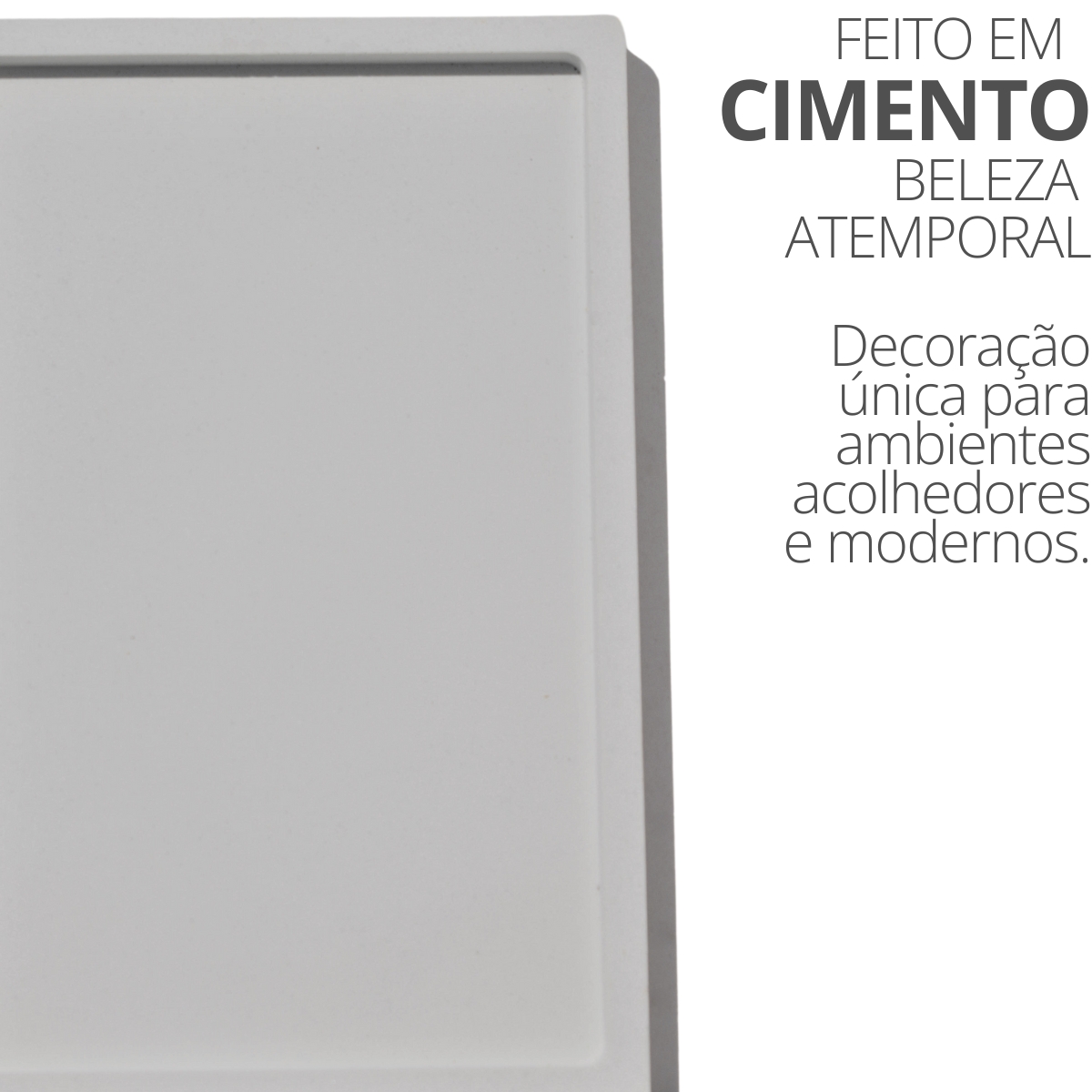 Bandeja Decorativa Retangular 23,5cm em Cimento Artesanal - Cinza