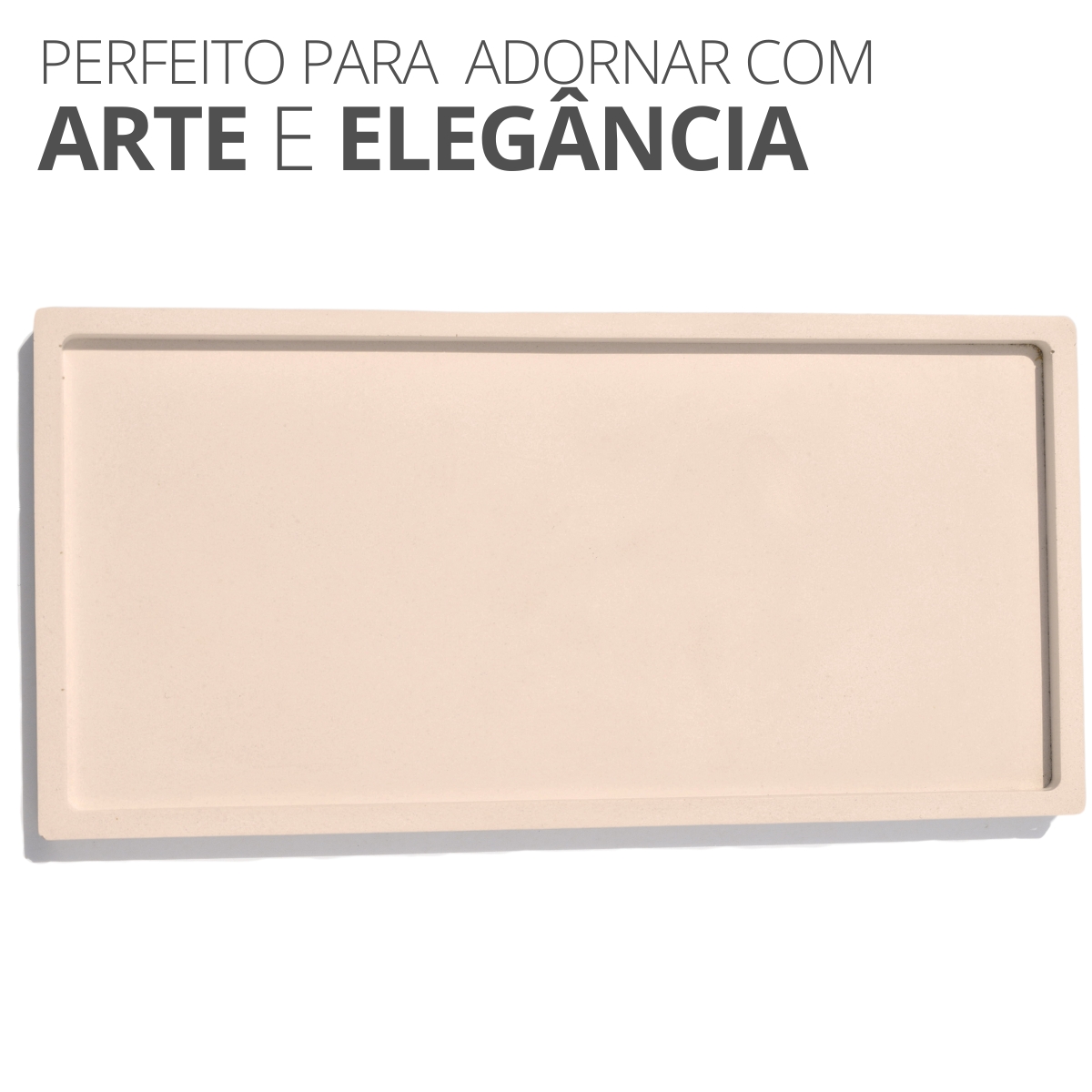 Bandeja Decorativa Retangular 23,5cm em Cimento Artesanal - Cinza