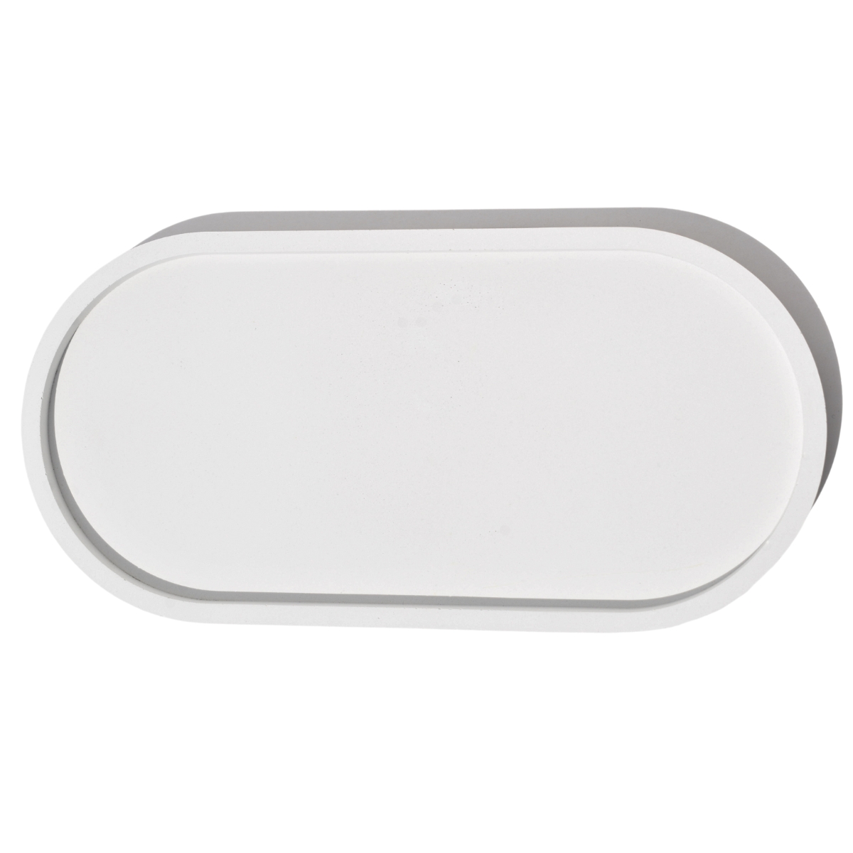Bandeja Oval Clássica Lisa 18cm em Cimento Artesanal - Branco
