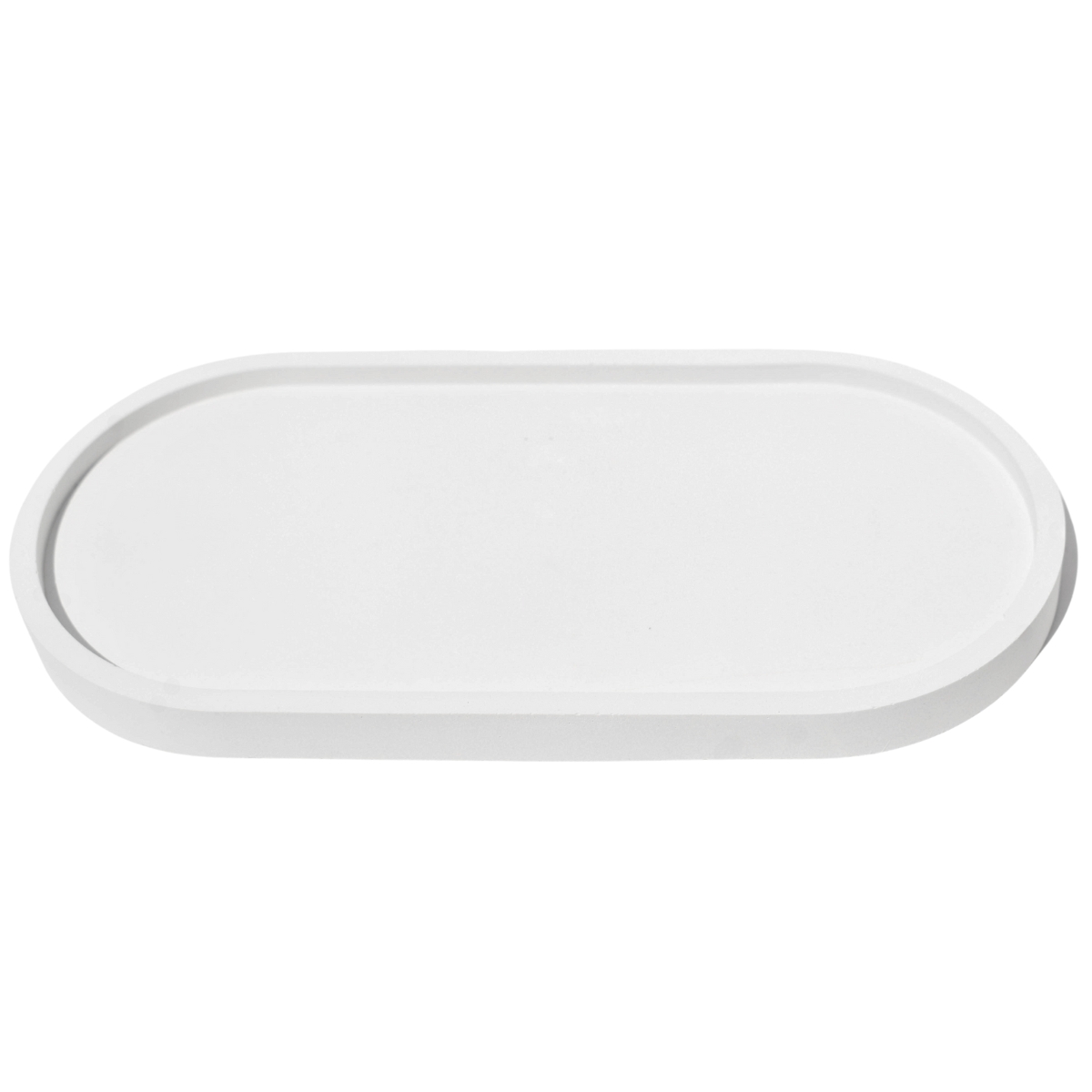 Bandeja Oval Clássica Lisa 18cm em Cimento Artesanal - Branco