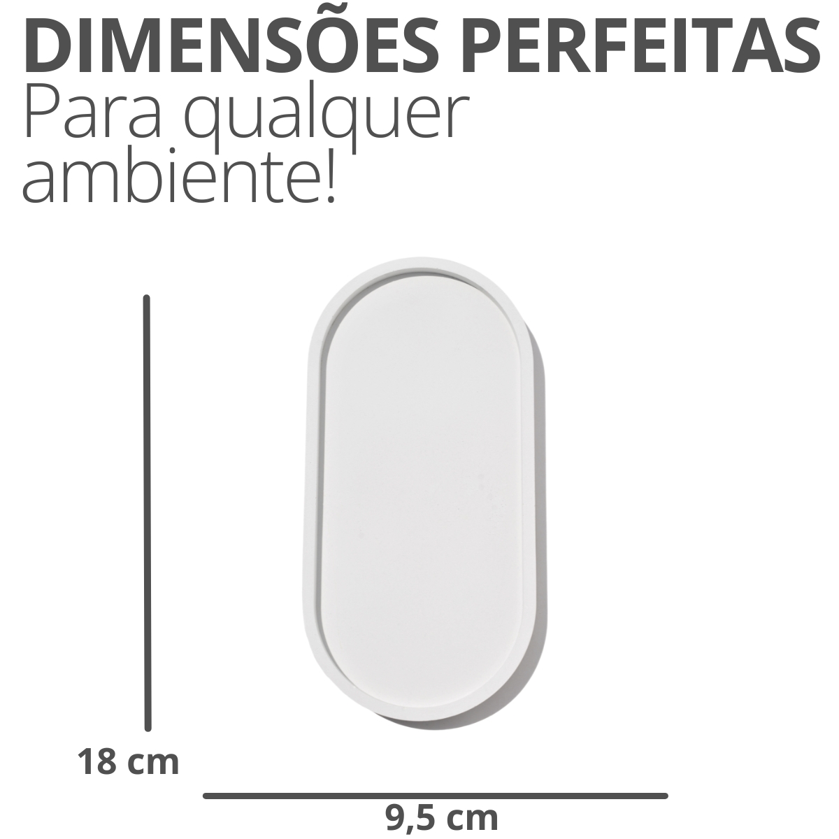 Bandeja Oval Clássica Lisa 18cm em Cimento Artesanal - Palha