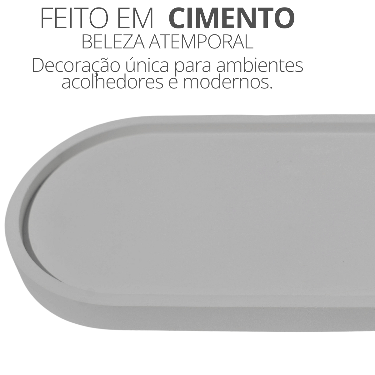 Bandeja Oval Clássica Lisa 18cm em Cimento Artesanal - Palha