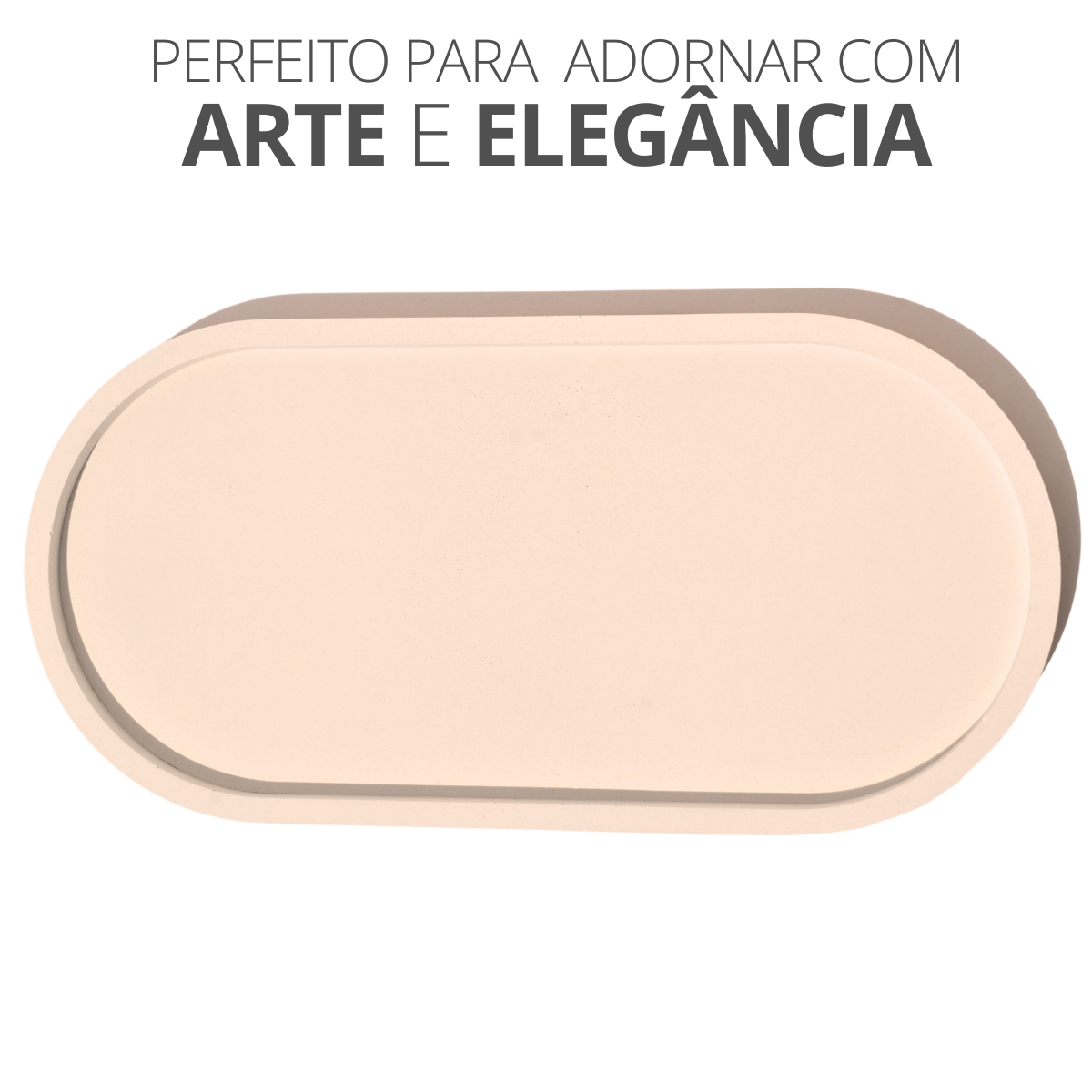 Bandeja Oval Clássica Lisa 18cm em Cimento Artesanal - Palha