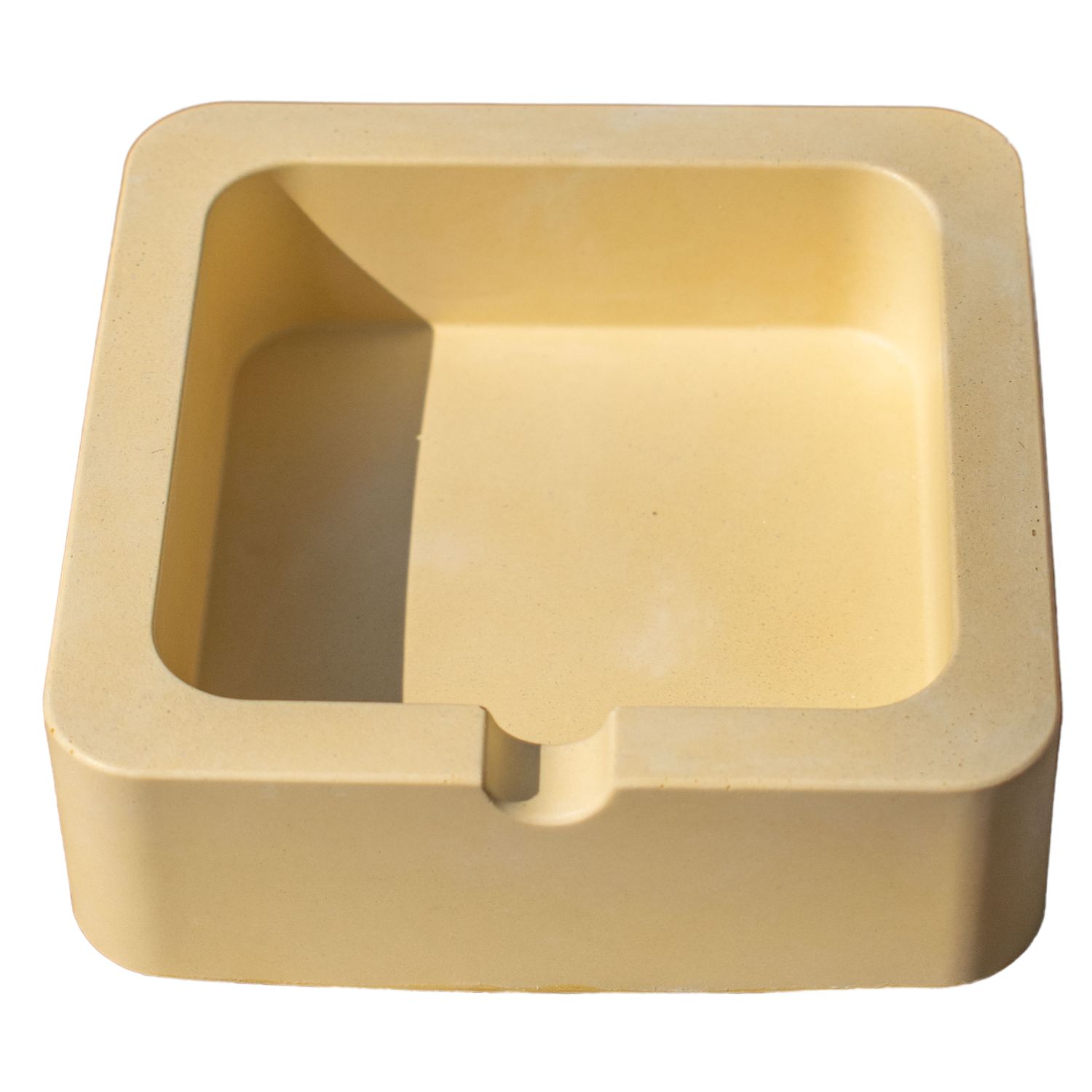 Cinzeiro Quadrado 9cm Aleta Artesanal Em Cimento - Amarelo