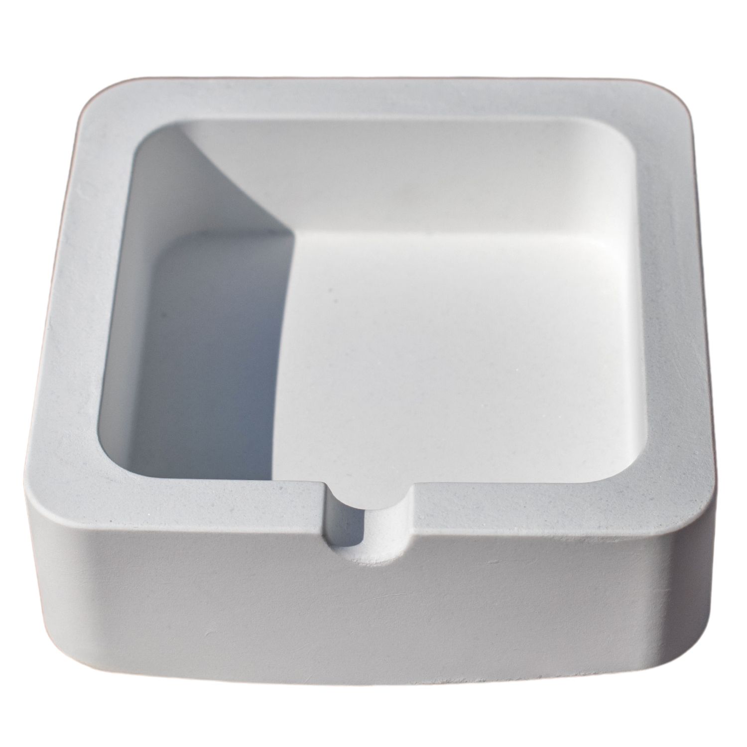 Cinzeiro Quadrado 9cm Aleta Artesanal Em Cimento - Branco