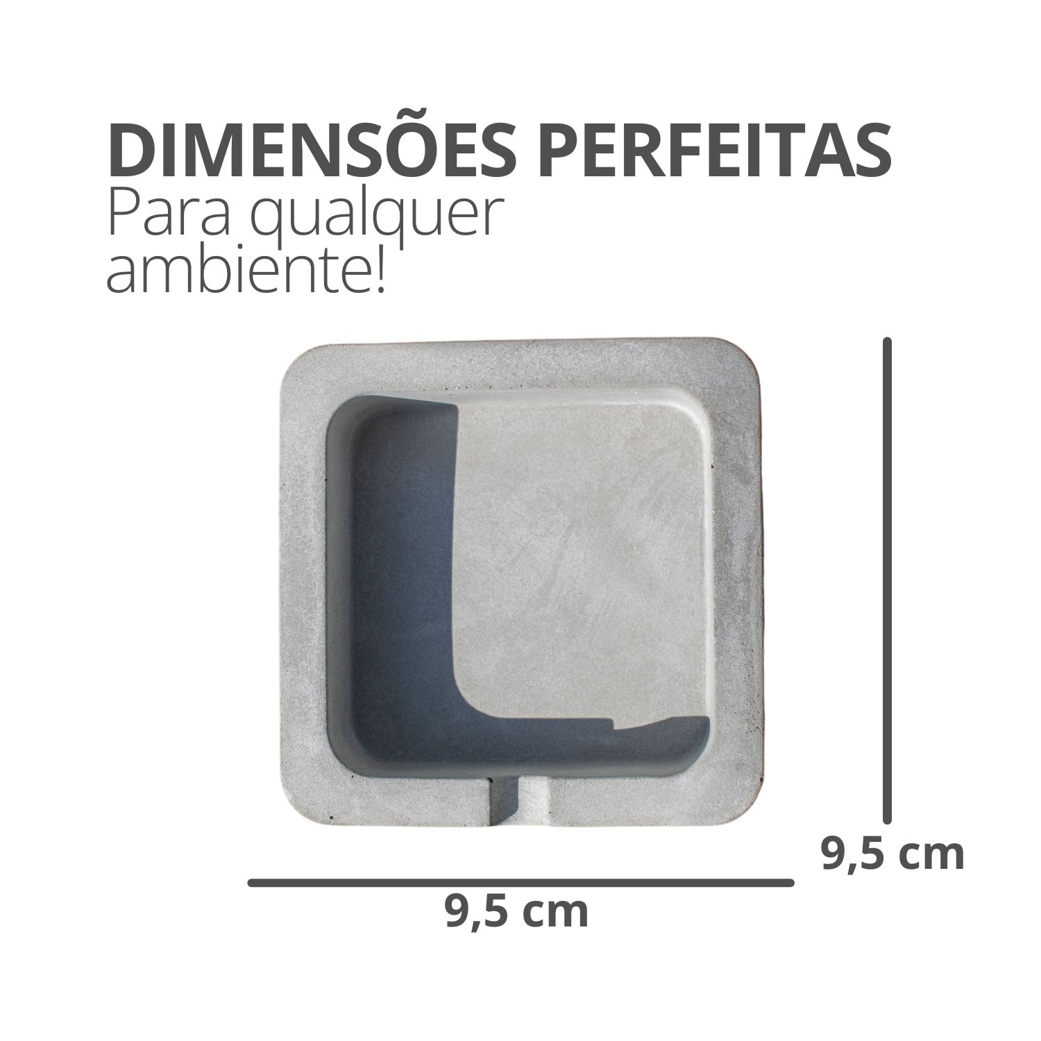 Cinzeiro Quadrado 9cm Aleta Artesanal Em Cimento - Palha