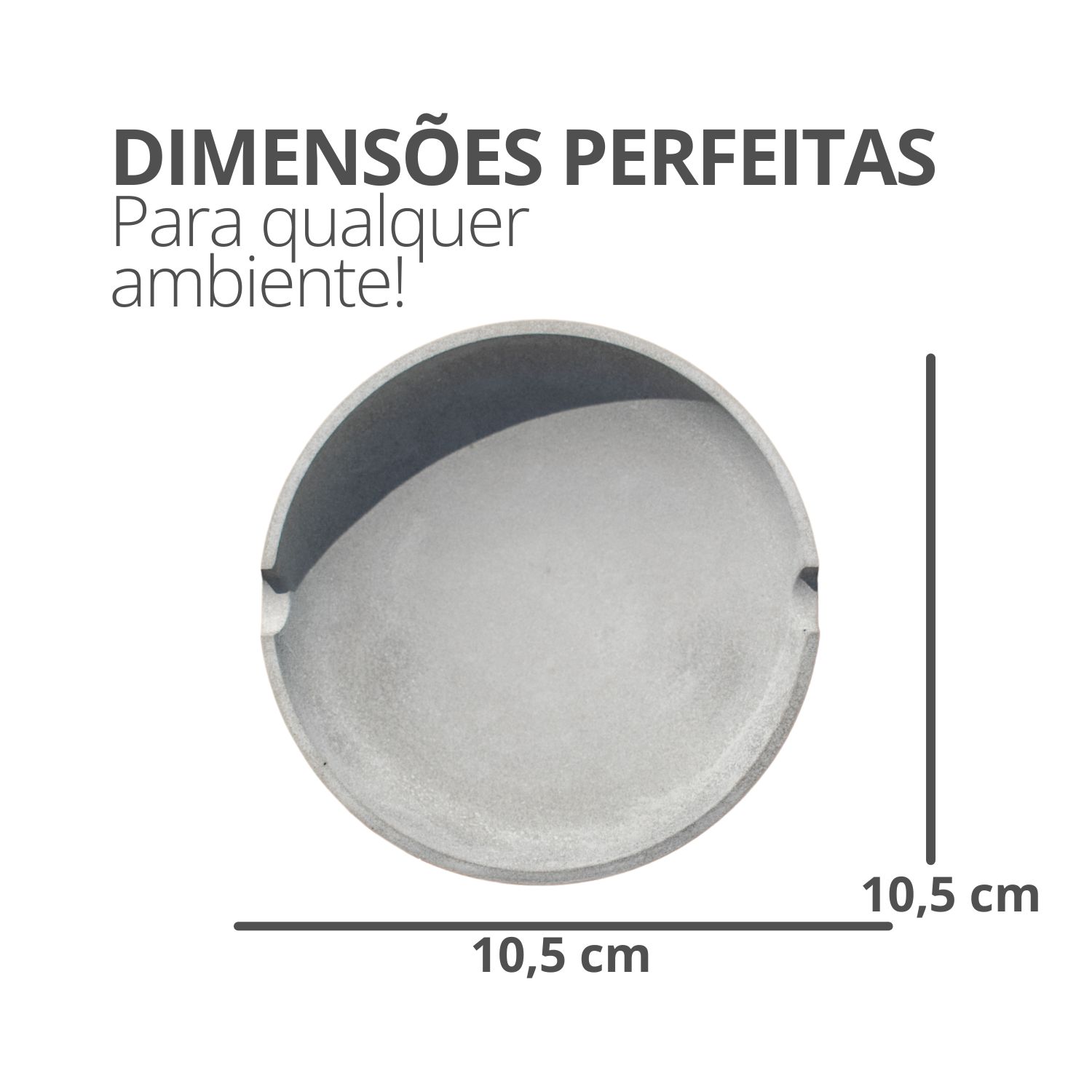 Cinzeiro Redondo 10,5cm Aleta Artesanal Em Cimento - Branco