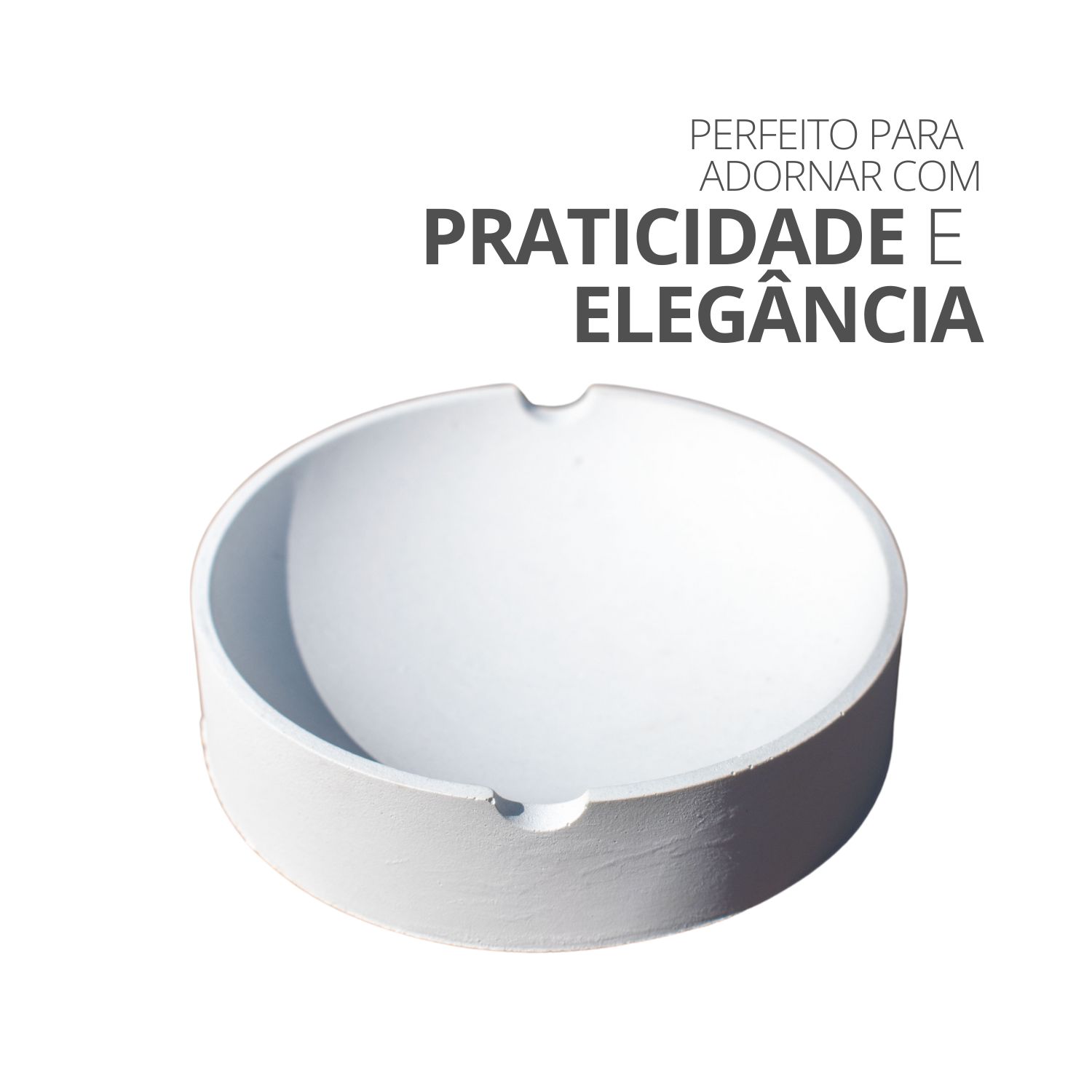 Cinzeiro Redondo 10,5cm Aleta Artesanal Em Cimento - Branco