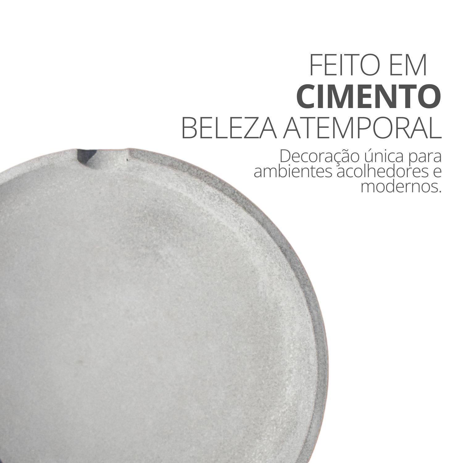 Cinzeiro Redondo 10,5cm Aleta Artesanal Em Cimento - Cinza