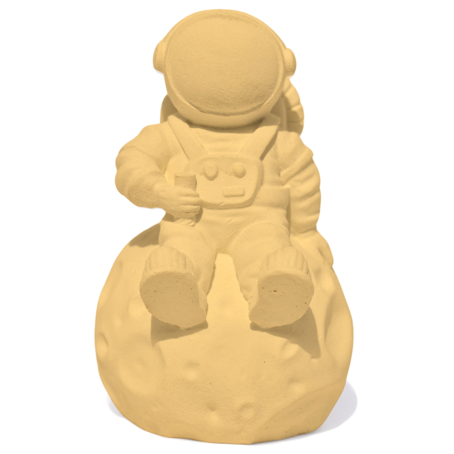 Estátua Decorativa Artesanal Astronauta 7,5cm em Cimento - Amarelo