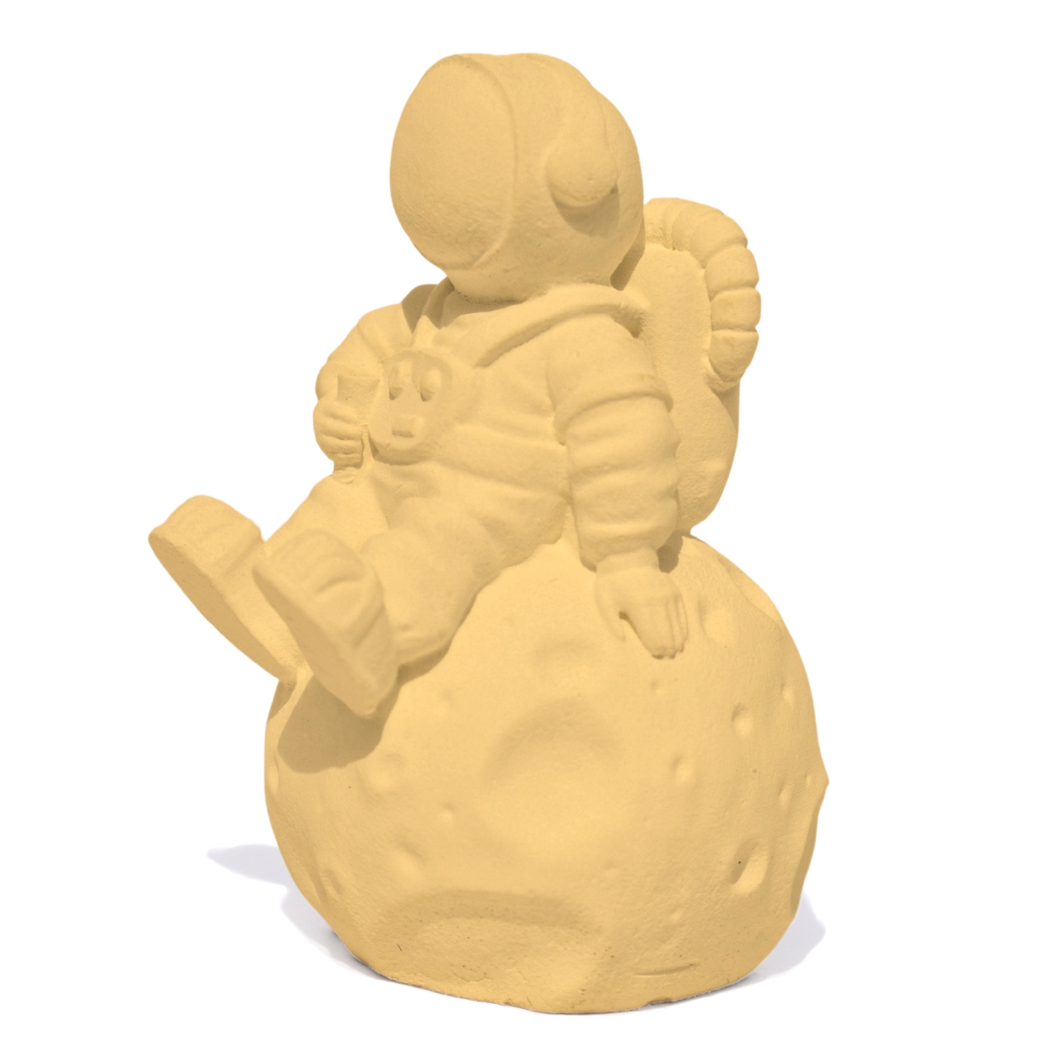 Estátua Decorativa Artesanal Astronauta 7,5cm em Cimento - Amarelo