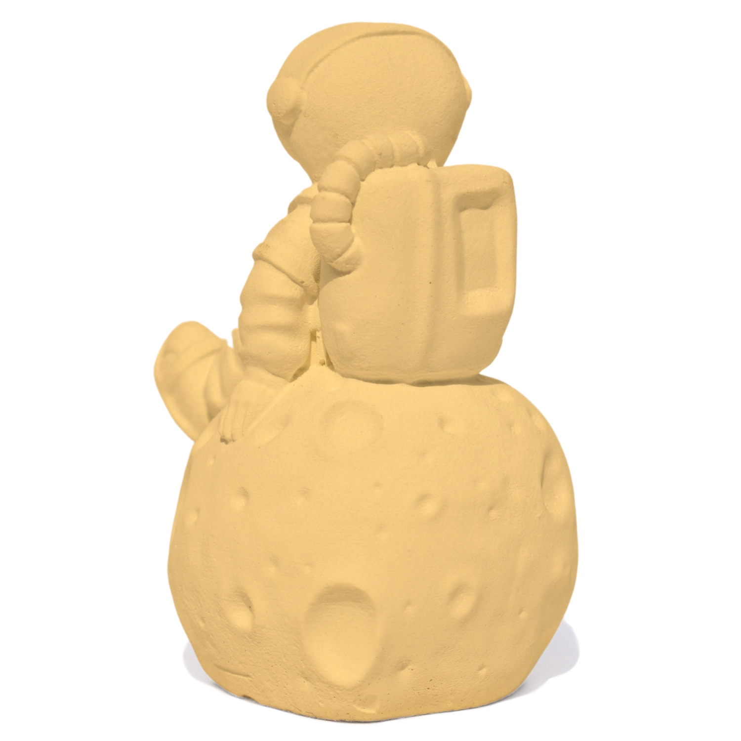 Estátua Decorativa Artesanal Astronauta 7,5cm em Cimento - Amarelo
