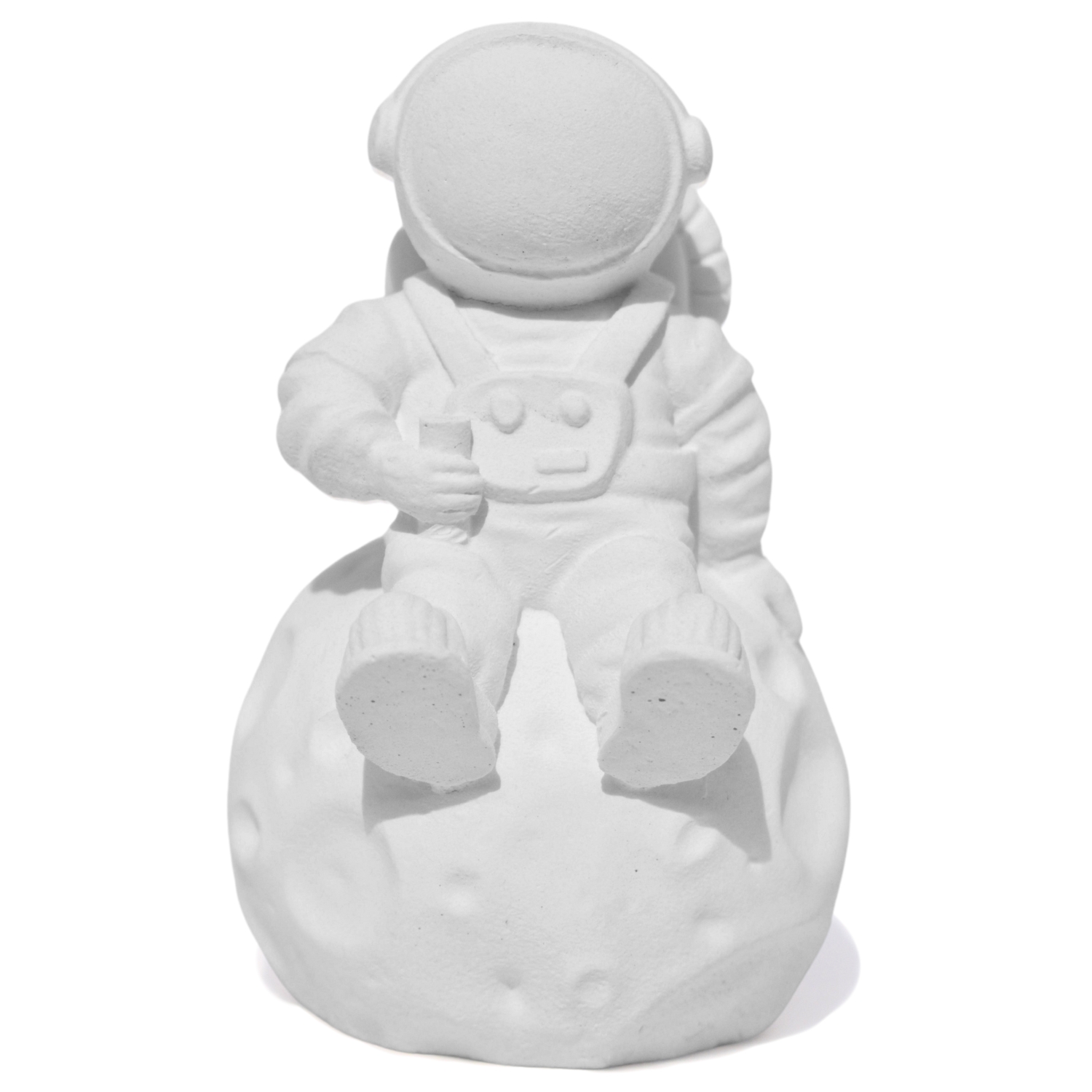 Estátua Decorativa Artesanal Astronauta 7,5cm em Cimento - Branco