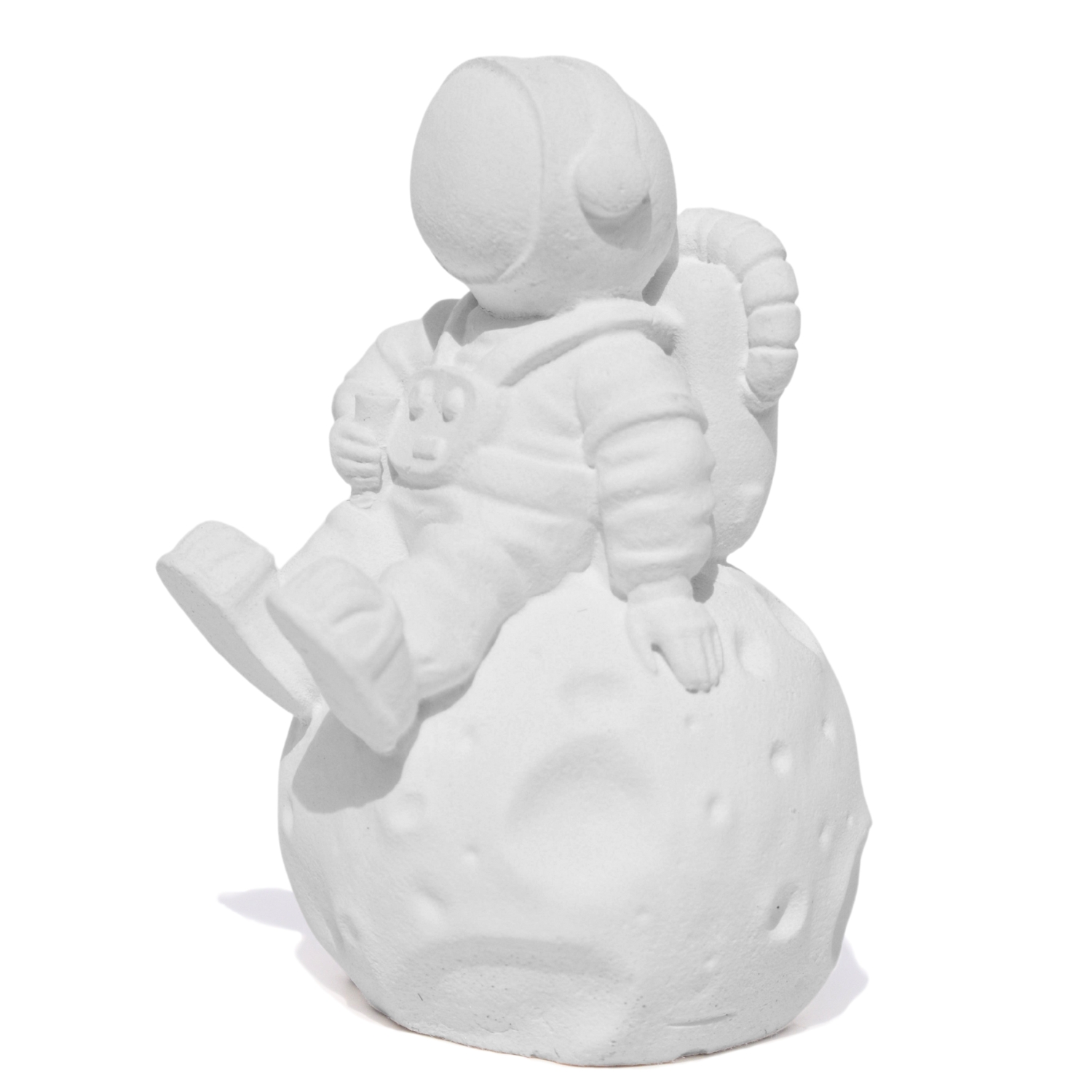 Estátua Decorativa Artesanal Astronauta 7,5cm em Cimento - Branco