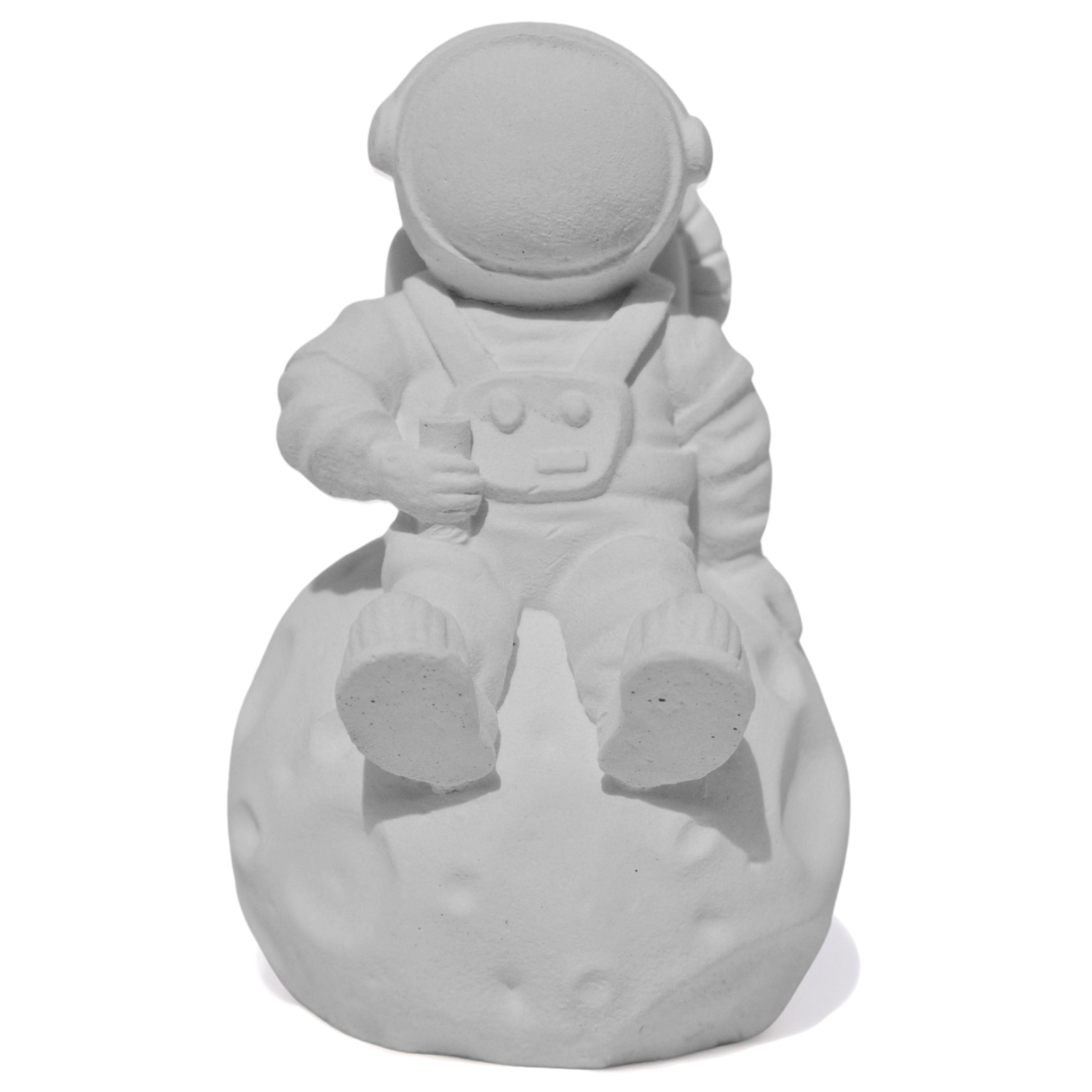 Estátua Decorativa Artesanal Astronauta 7,5cm em Cimento - Cinza