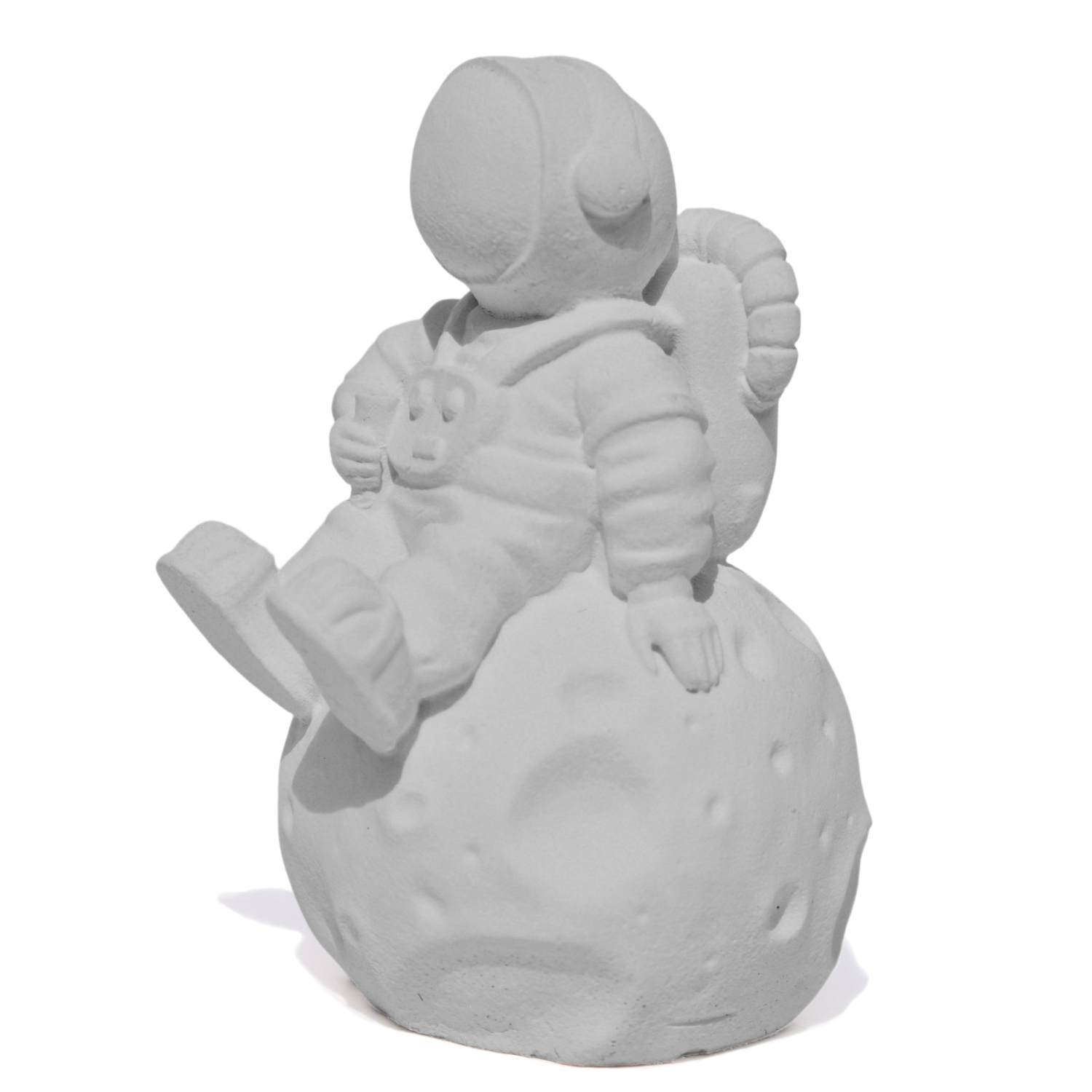 Estátua Decorativa Artesanal Astronauta 7,5cm em Cimento - Cinza