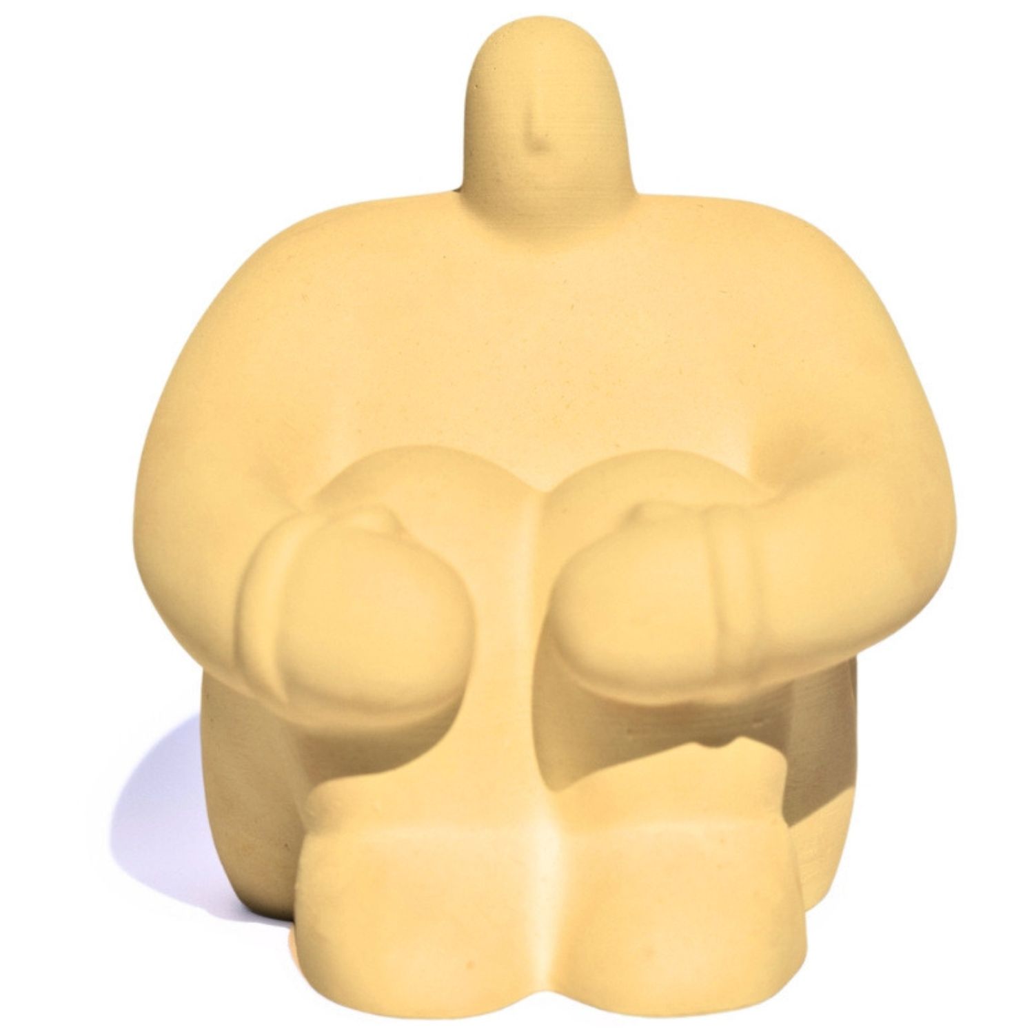 Estátua Decorativa Gigante Pensativo Artesanal 9,5x8,5cm Em Cimento - Amarelo