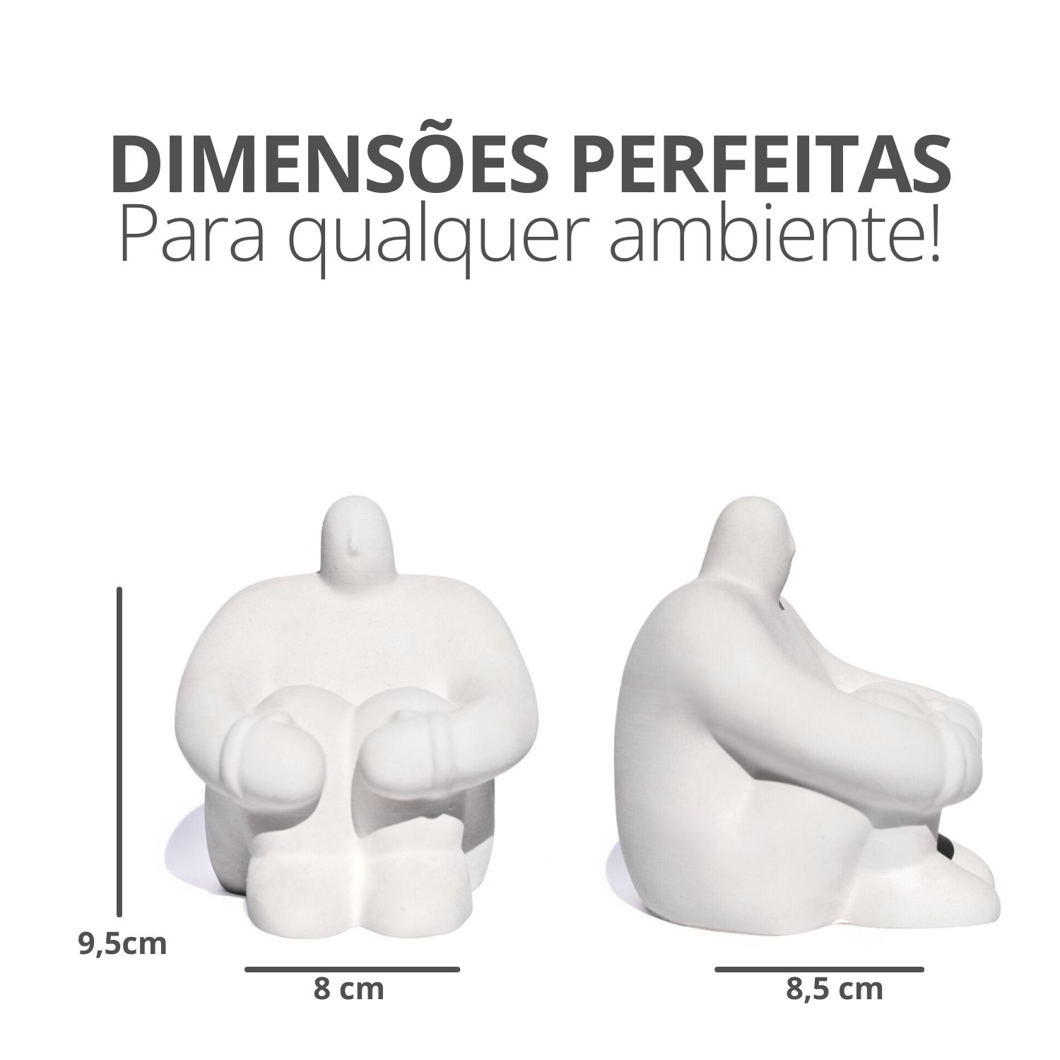 Estátua Decorativa Gigante Pensativo Artesanal 9,5x8,5cm Em Cimento - Amarelo