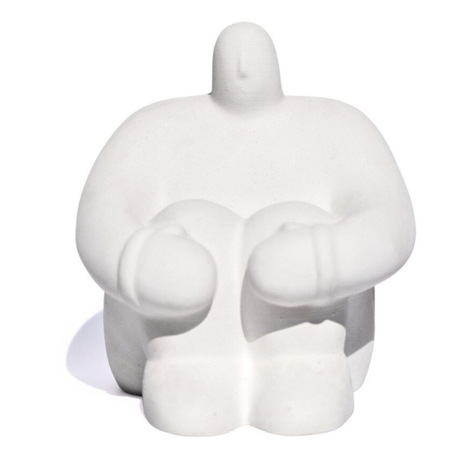 Estátua Decorativa Gigante Pensativo Artesanal 9,5x8,5cm Em Cimento - Branco