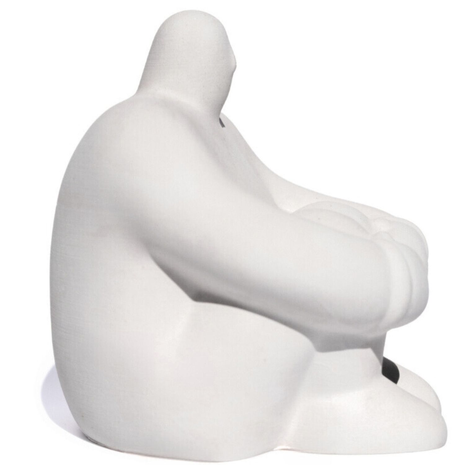 Estátua Decorativa Gigante Pensativo Artesanal 9,5x8,5cm Em Cimento - Branco
