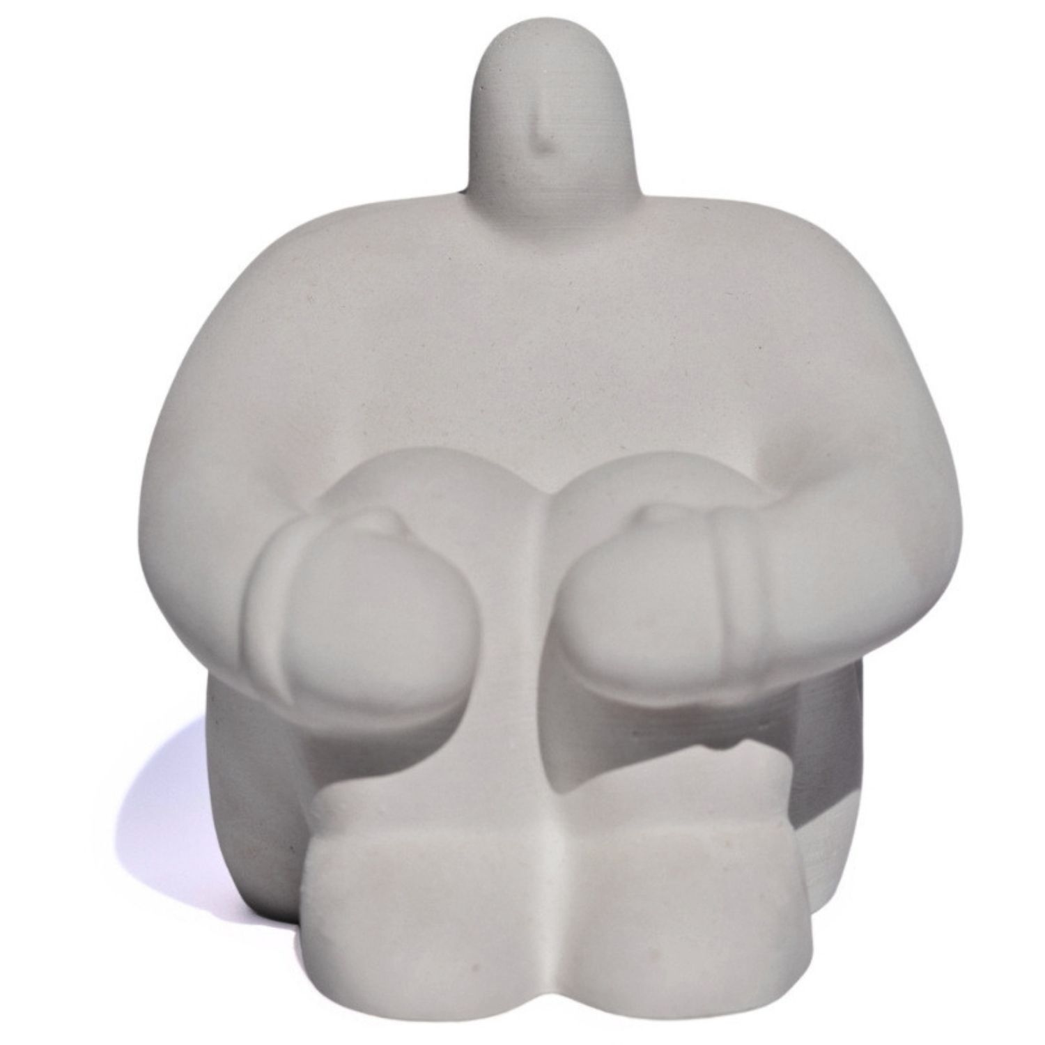 Estátua Decorativa Gigante Pensativo Artesanal 9,5x8,5cm Em Cimento - Cinza