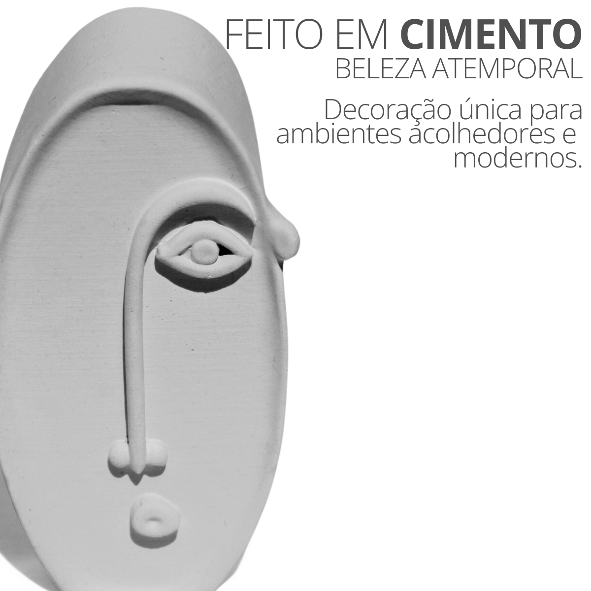 Estátua Decorativa Nórdico Olhar 10cm em Cimento - Branco