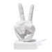 Estatua Decorativa Paz e Amor Artesanal 17cm Em Cimento - Branco