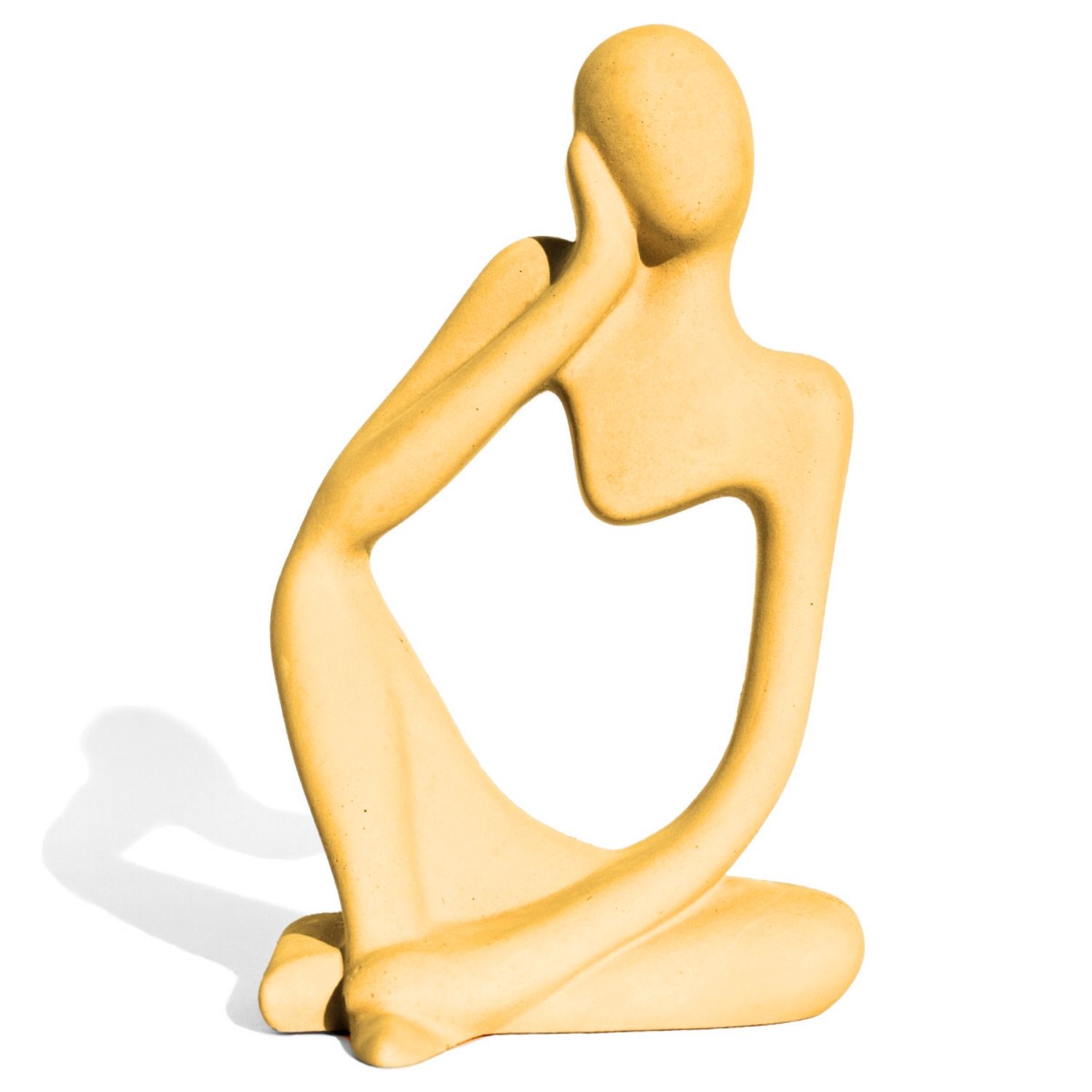 Estatua Decorativa Pensadora Alice 12,5cm Artesanal Em Cimento - Amarelo