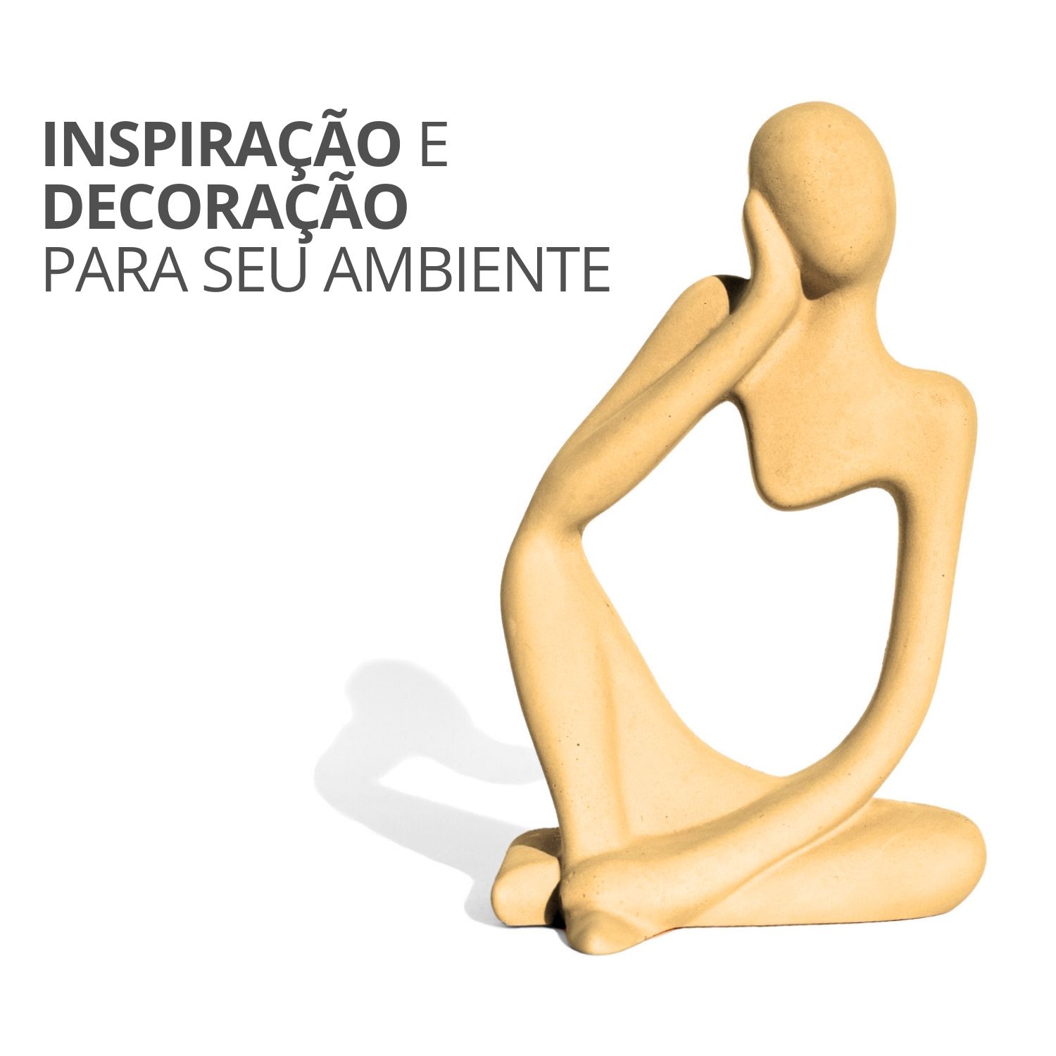 Estatua Decorativa Pensadora Alice 12,5cm Artesanal Em Cimento - Amarelo