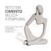 Estatua Decorativa Pensadora Alice 12,5cm Artesanal Em Cimento - Amarelo