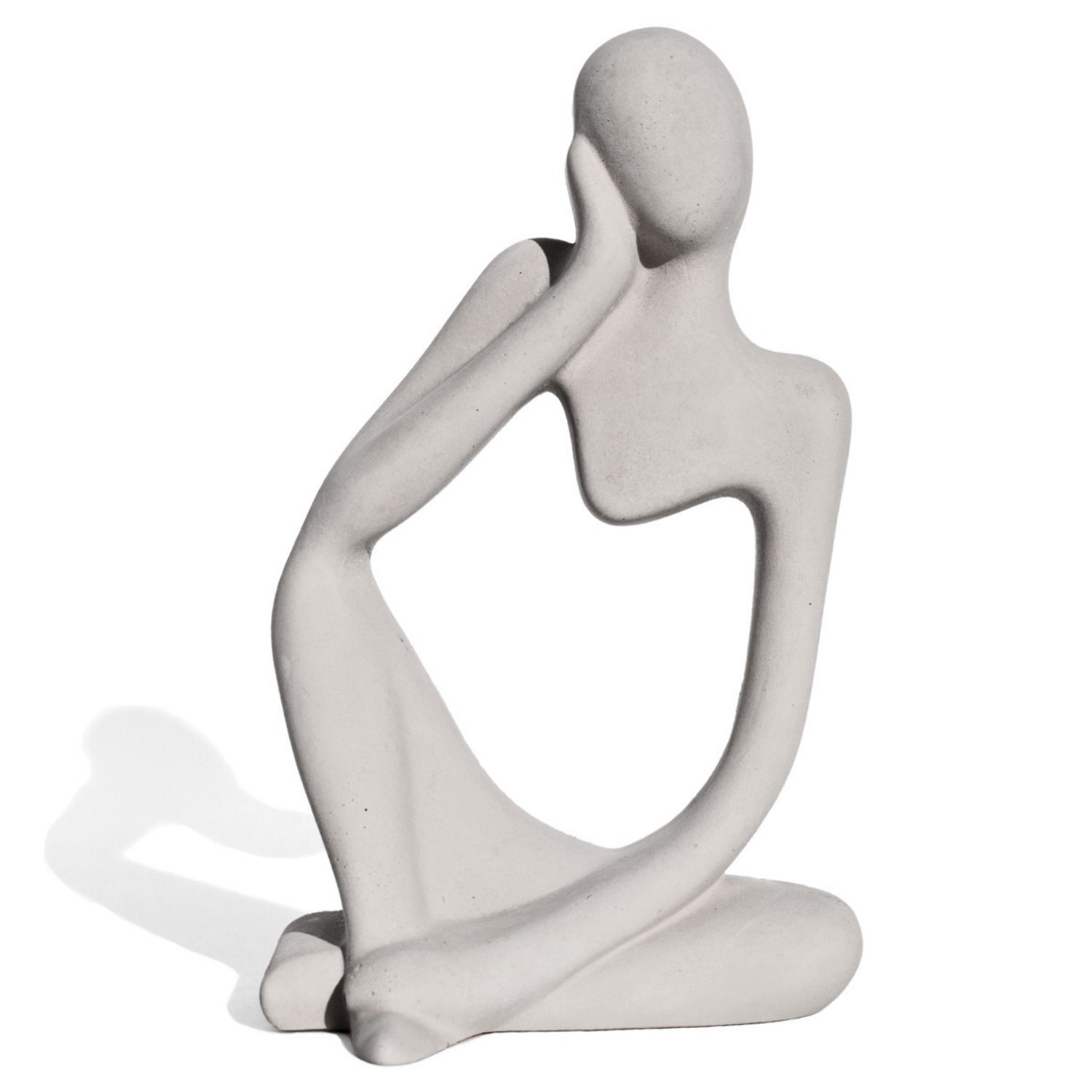 Estatua Decorativa Pensadora Alice 12,5cm Artesanal Em Cimento - Cinza