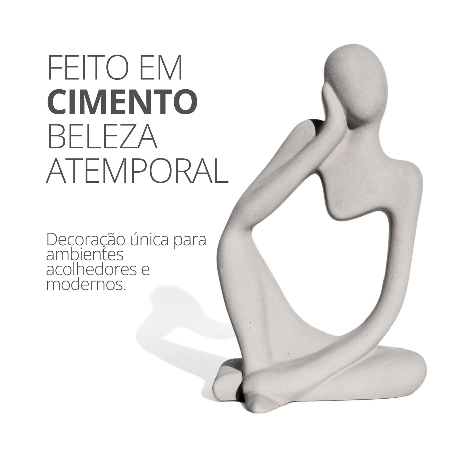 Estatua Decorativa Pensadora Alice 12,5cm Artesanal Em Cimento - Palha