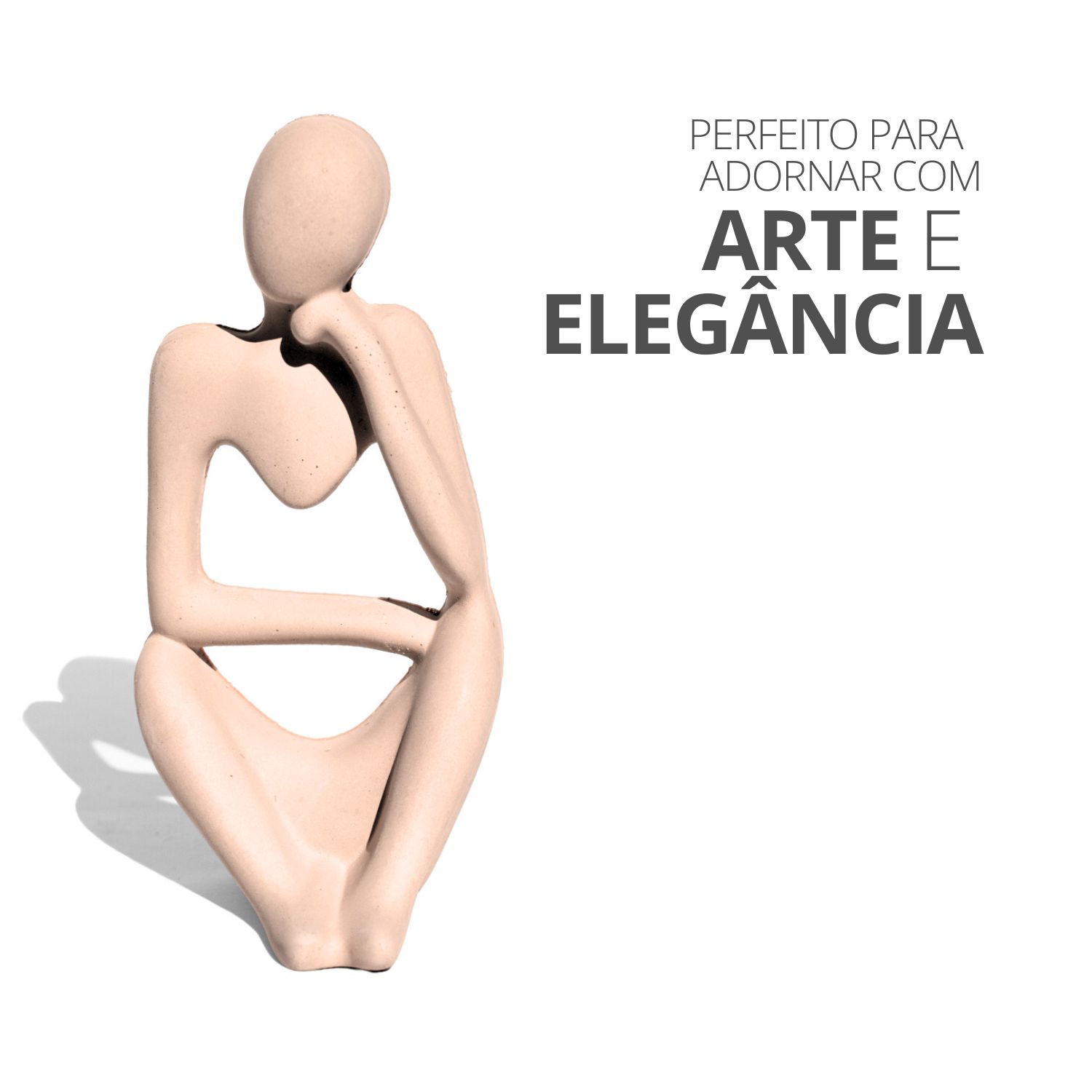 Estatua Decorativa Pensadora Amora 12,5cm Artesanal Em Cimento - Branco