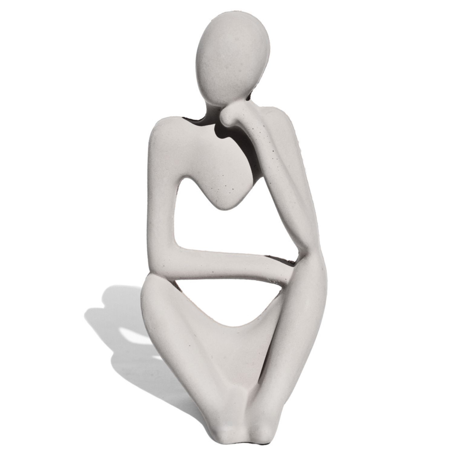 Estatua Decorativa Pensadora Amora 12,5cm Artesanal Em Cimento - Cinza