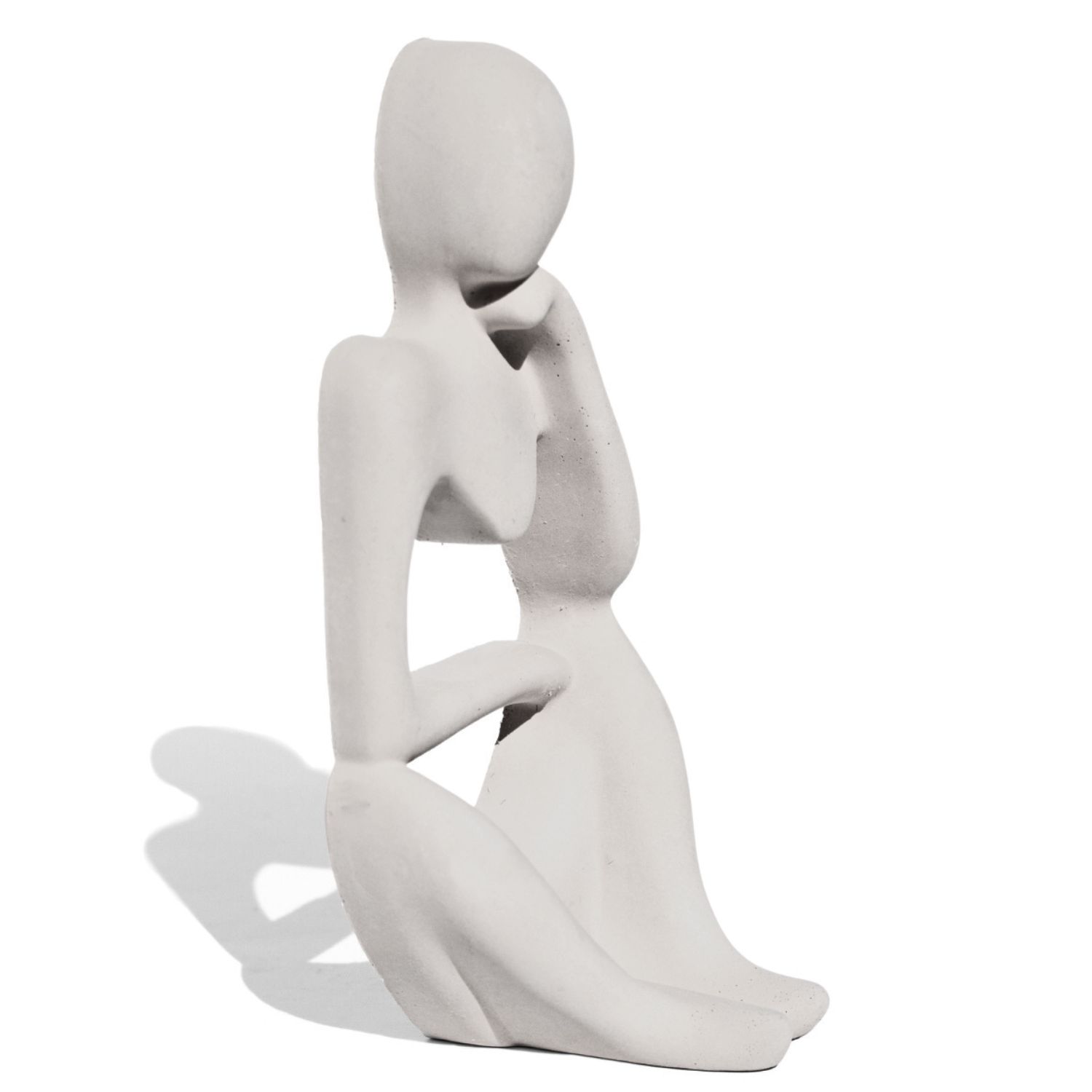 Estatua Decorativa Pensadora Amora 12,5cm Artesanal Em Cimento - Cinza