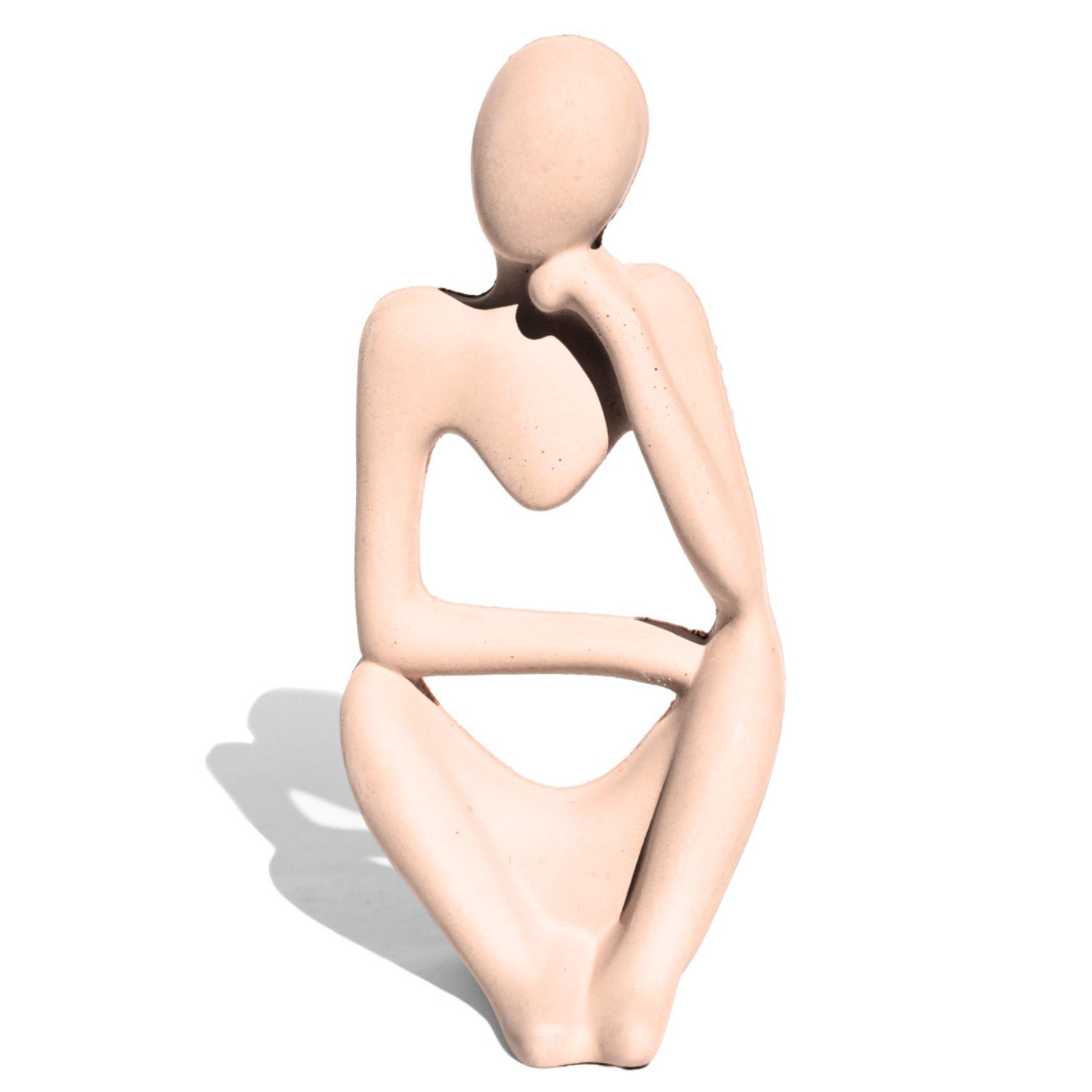 Estatua Decorativa Pensadora Amora 12,5cm Artesanal Em Cimento - Palha