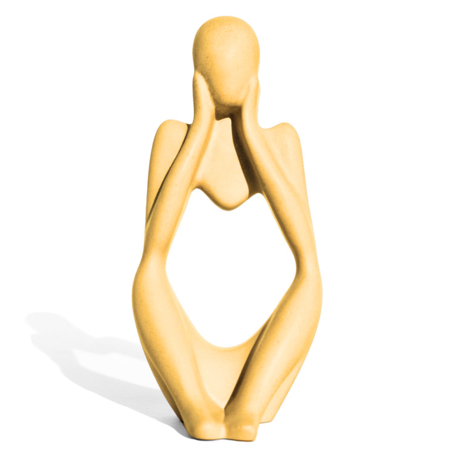 Estatua Decorativa Pensadora Ana 12,5cm Artesanal Em Cimento - Amarelo