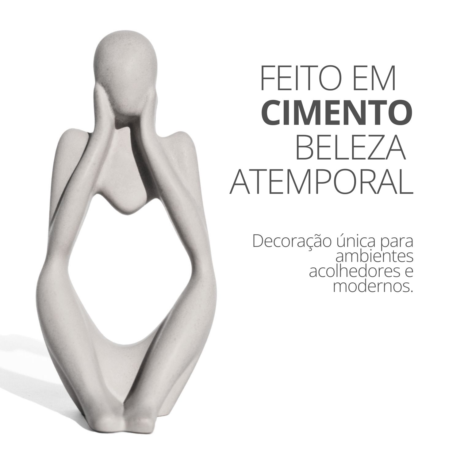 Estatua Decorativa Pensadora Ana 12,5cm Artesanal Em Cimento - Amarelo