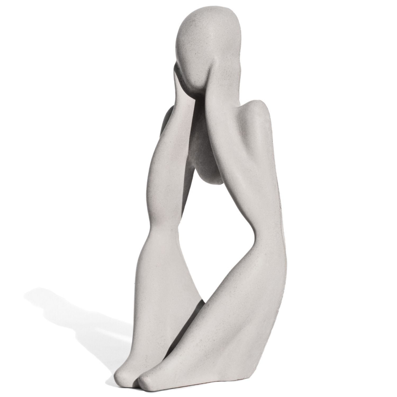 Estatua Decorativa Pensadora Ana 12,5cm Artesanal Em Cimento - Cinza