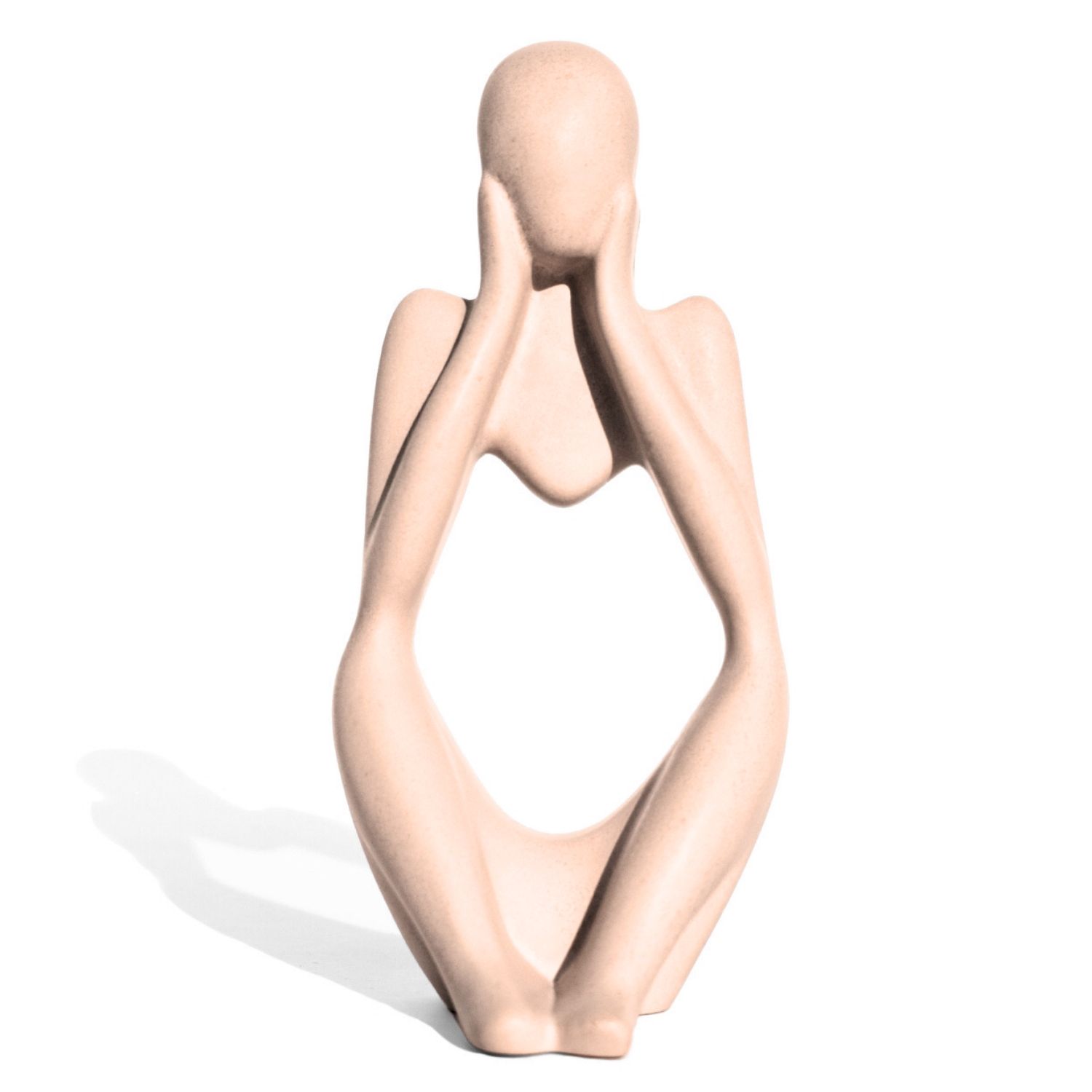 Estatua Decorativa Pensadora Ana 12,5cm Artesanal Em Cimento - Palha