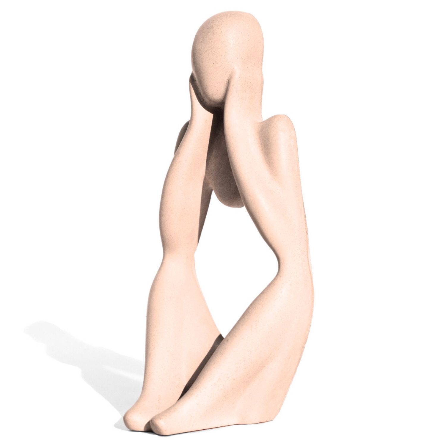 Estatua Decorativa Pensadora Ana 12,5cm Artesanal Em Cimento - Palha