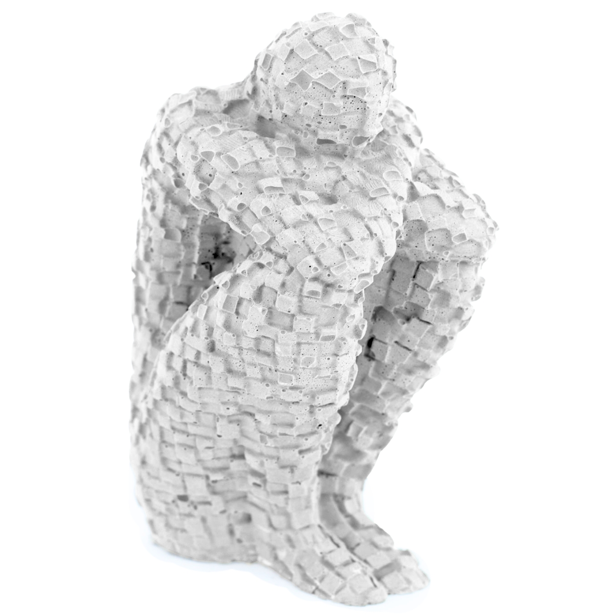 Estatua Pensador Artesanal Porta Livro 9,5x5,5cm Em Resina Mineral - Branco