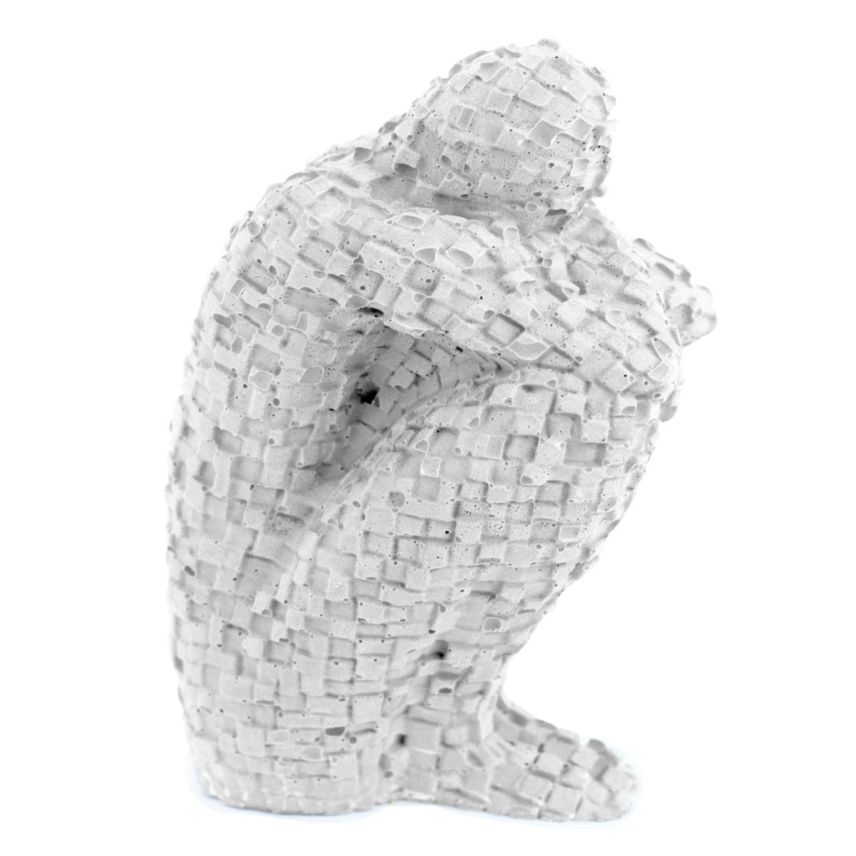 Estatua Pensador Artesanal Porta Livro 9,5x5,5cm Em Resina Mineral - Branco