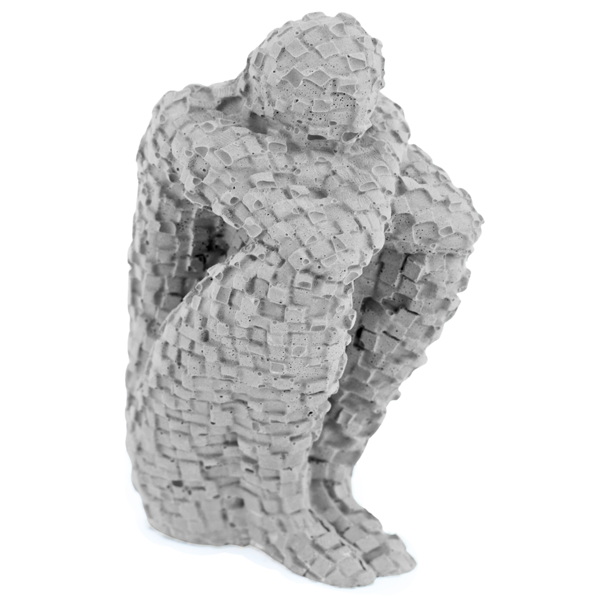 Estatua Pensador Artesanal Porta Livro 9,5x5,5cm Em Resina Mineral - Cinza